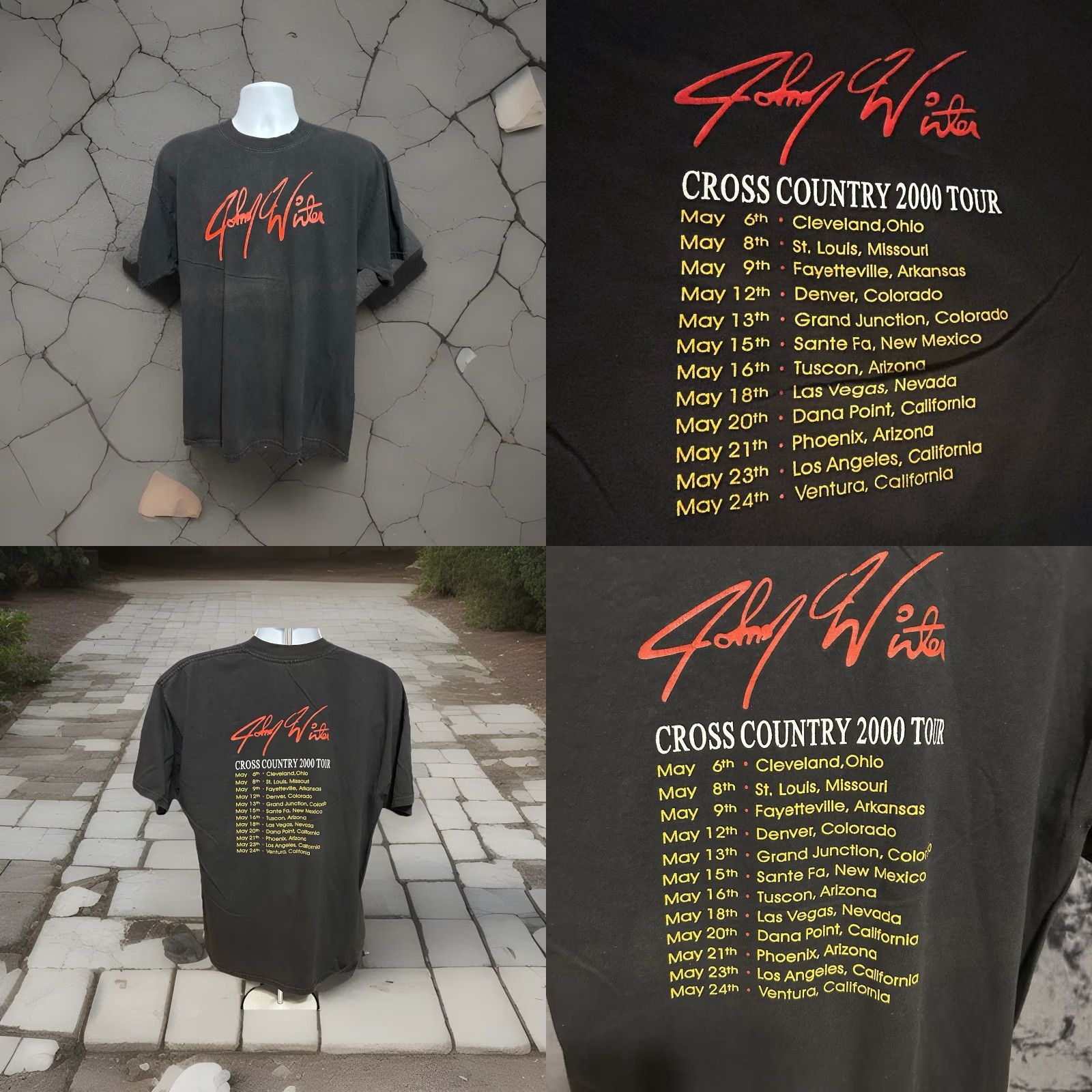 Vintage VINTAGE Johnny Winter Cross Country Tour 2000 Shirt Men XL Black Short Sleeve Size US XL / EU 56 / 4 - 9 Thumbnail