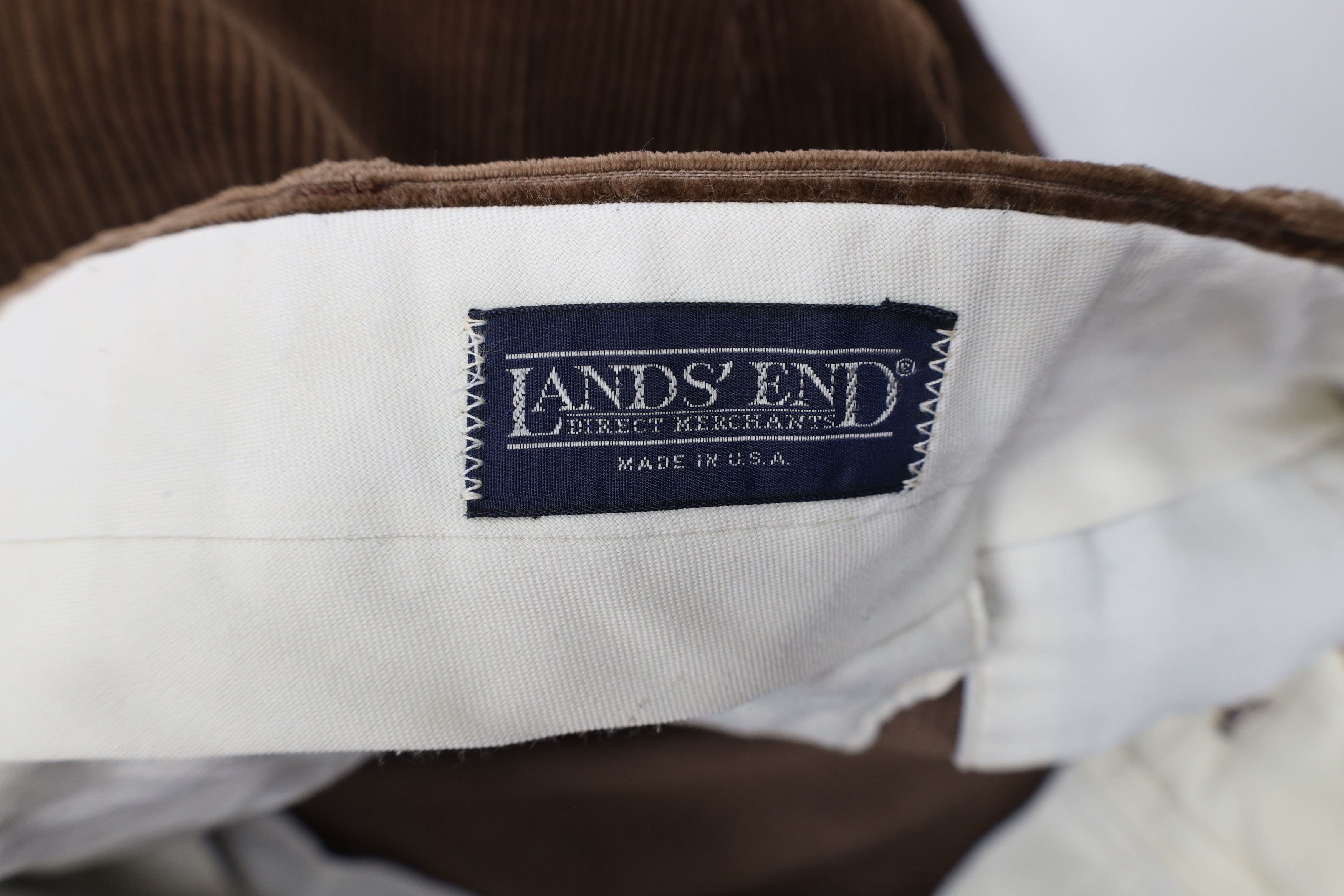 Lands' End × Vintage Vintage 90s Lands End Wide Leg Corduroy Pants Brown USA Size US 35 - 9 Thumbnail
