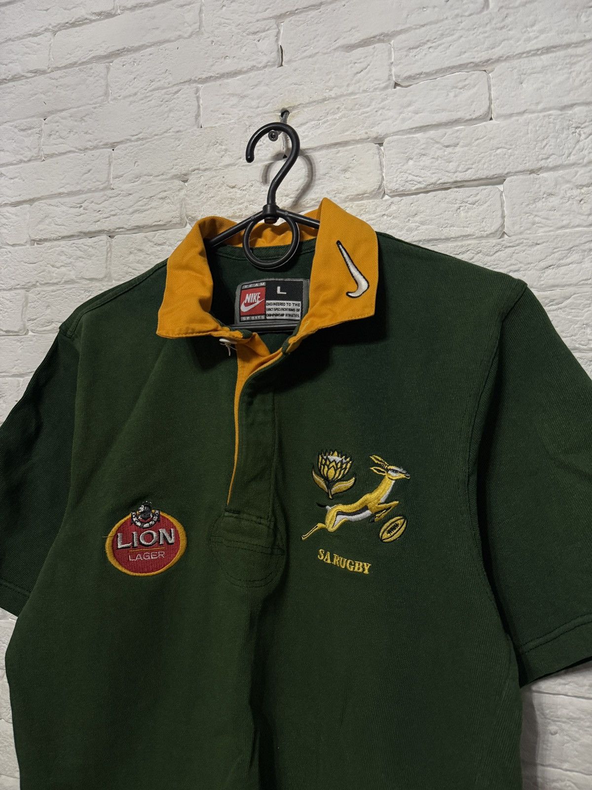 Nike Rare Vintage 90`s Nike South Africa Rugby Jersey Sz L Size US L / EU 52-54 / 3 - 2 Thumbnail
