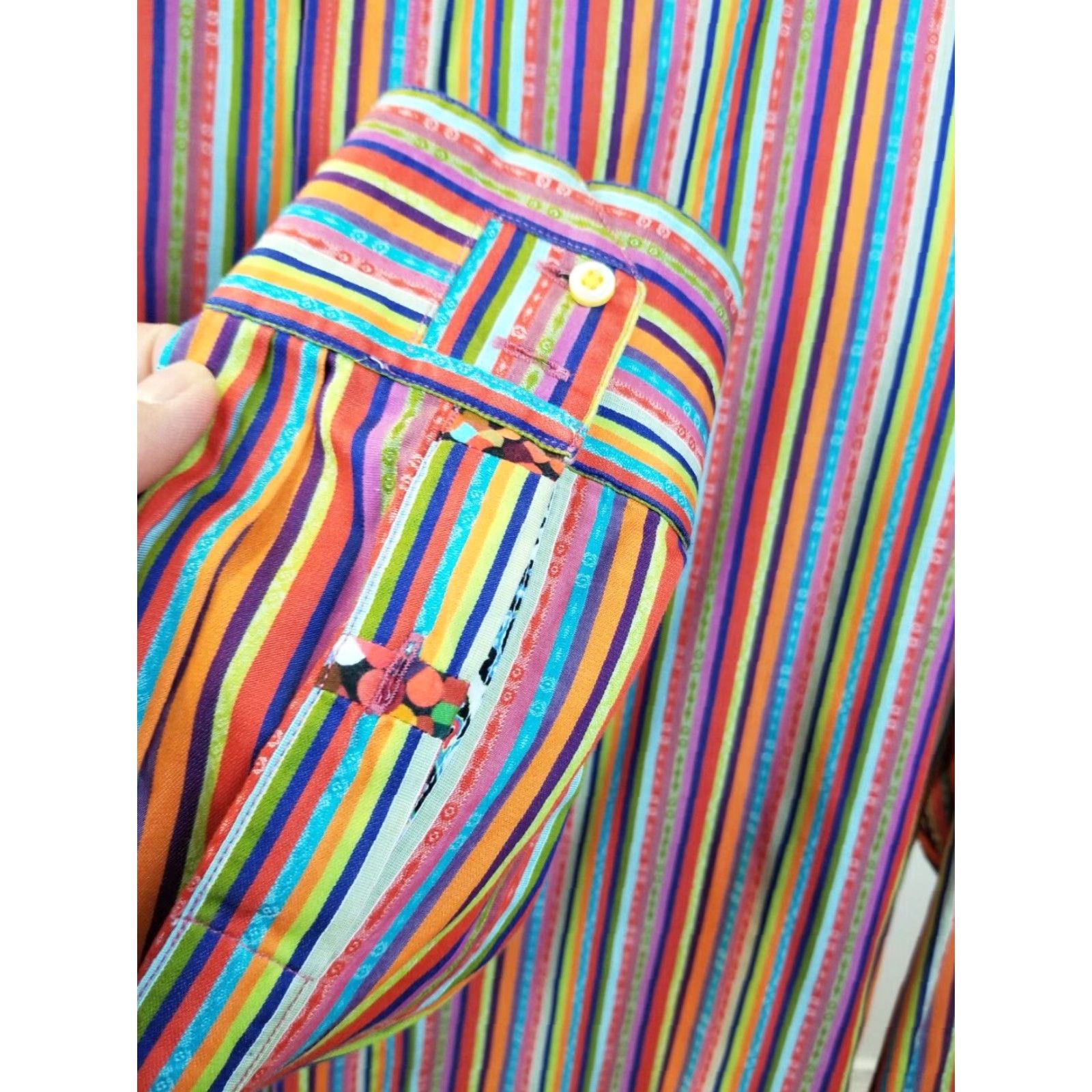 Robert Graham Robert Graham Striped Long Sleeve Shirt XL Multicolor Dress Shirt Men Slim Pattern Colorful 90s Size US L / EU 52-54 / 3 - 3 Thumbnail