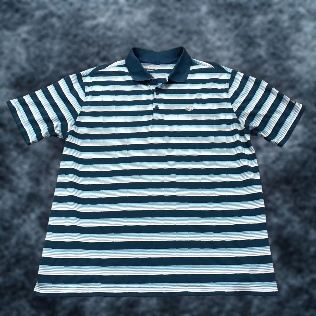 Nike Nike Golf Polo Shirt Mens L Blue Dri-Fit Tour Performance Striped Polo Size US L / EU 52-54 / 3 - 1 Thumbnail
