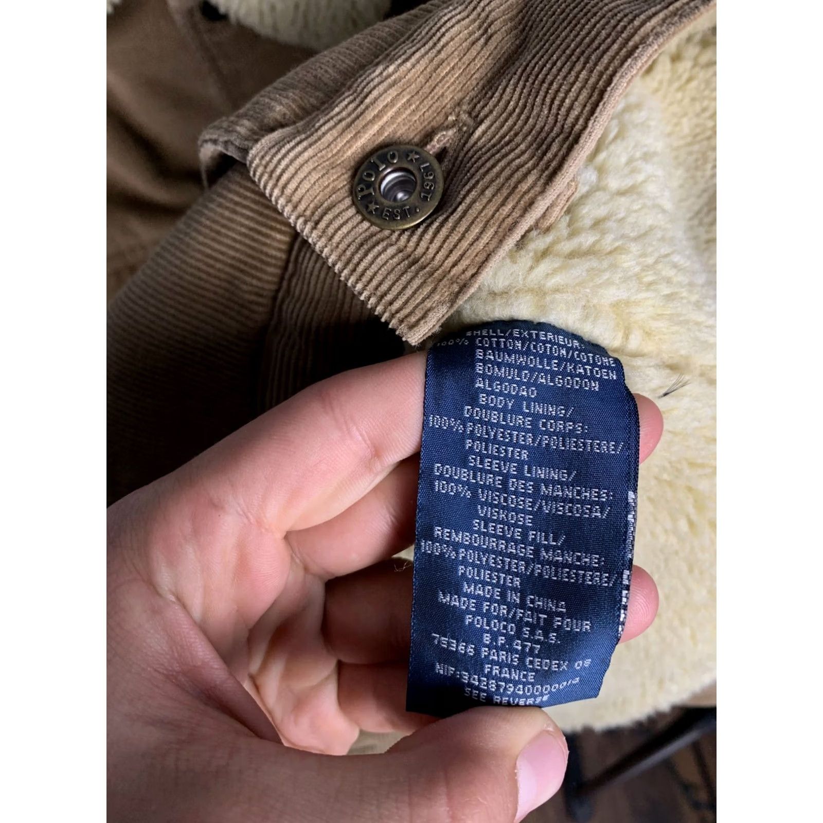 Polo Ralph Lauren Polo Ralph Lauren Jacket Sherpa Corduroy Vintage Mens XL Beige Size US XL / EU 56 / 4 - 4 Thumbnail