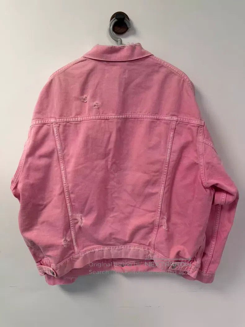 Balenciaga Balenciaga Pink Washed Destroyed Embroidered Denim Jacket Size US M / EU 48-50 / 2 - 2 Thumbnail