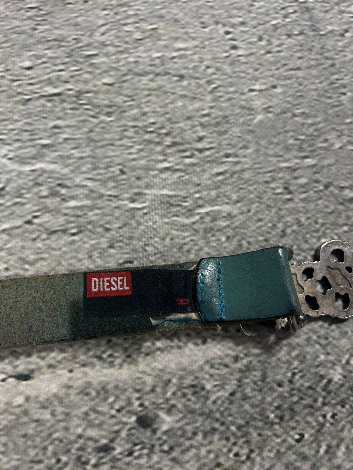 Diesel Diesel leather belt big buckle Y2K blue silver Size ONE SIZE - 3 Thumbnail