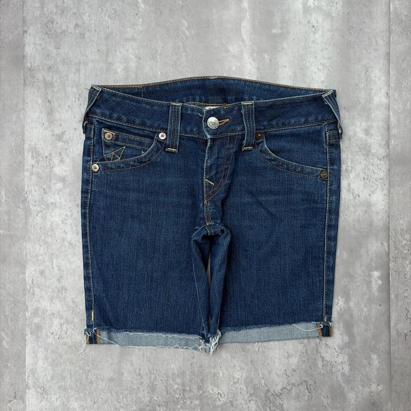 True Religion Y2K Blue True Religion Grunge Gothic Kate Midi Denim Shorts Size 30" / US 8 / IT 44 - 2 Thumbnail