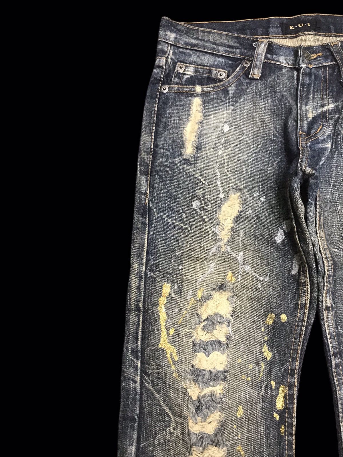 Other FLARE KUI SuperHeavy Distressed&Painter Splash Denim F161 Size US 30 / EU 46 - 4 Thumbnail