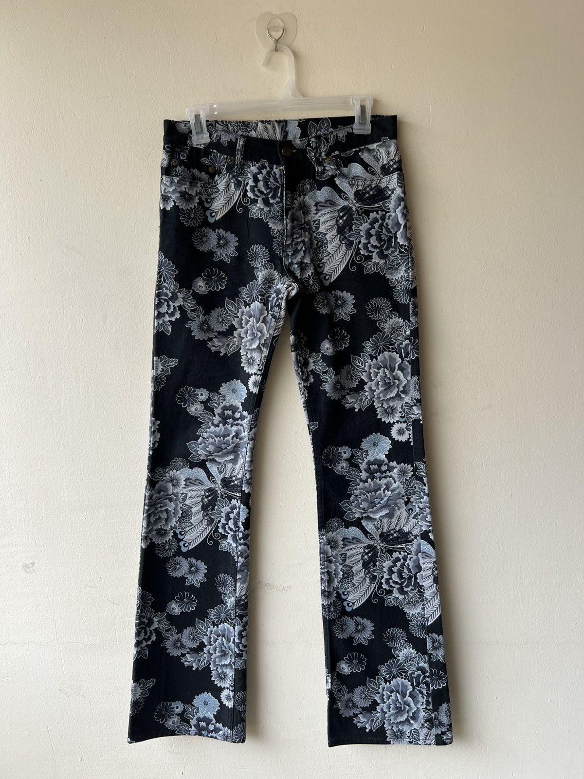 5351 POUR LES HOMMES Vintage GLAMDY Japan All Printed Bootcut Jeans Flare Size US 29 - 18 Thumbnail