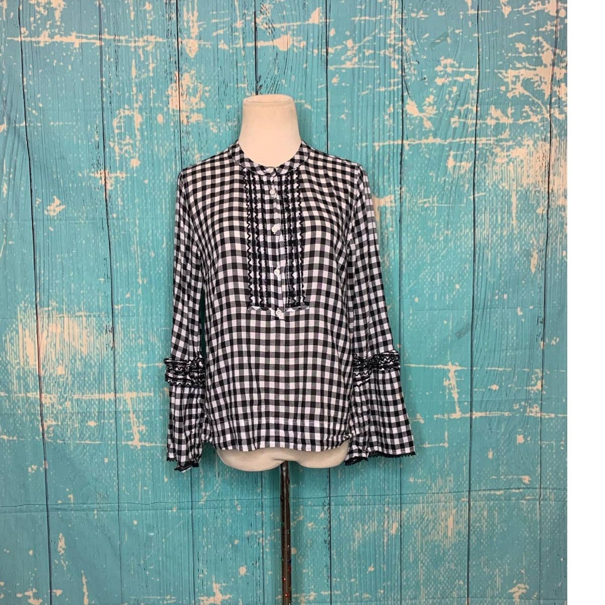 J.Crew J.Crew black white long sleeves gingham tunic blouse size 4 Size S / US 4 / IT 40 - 6 Thumbnail