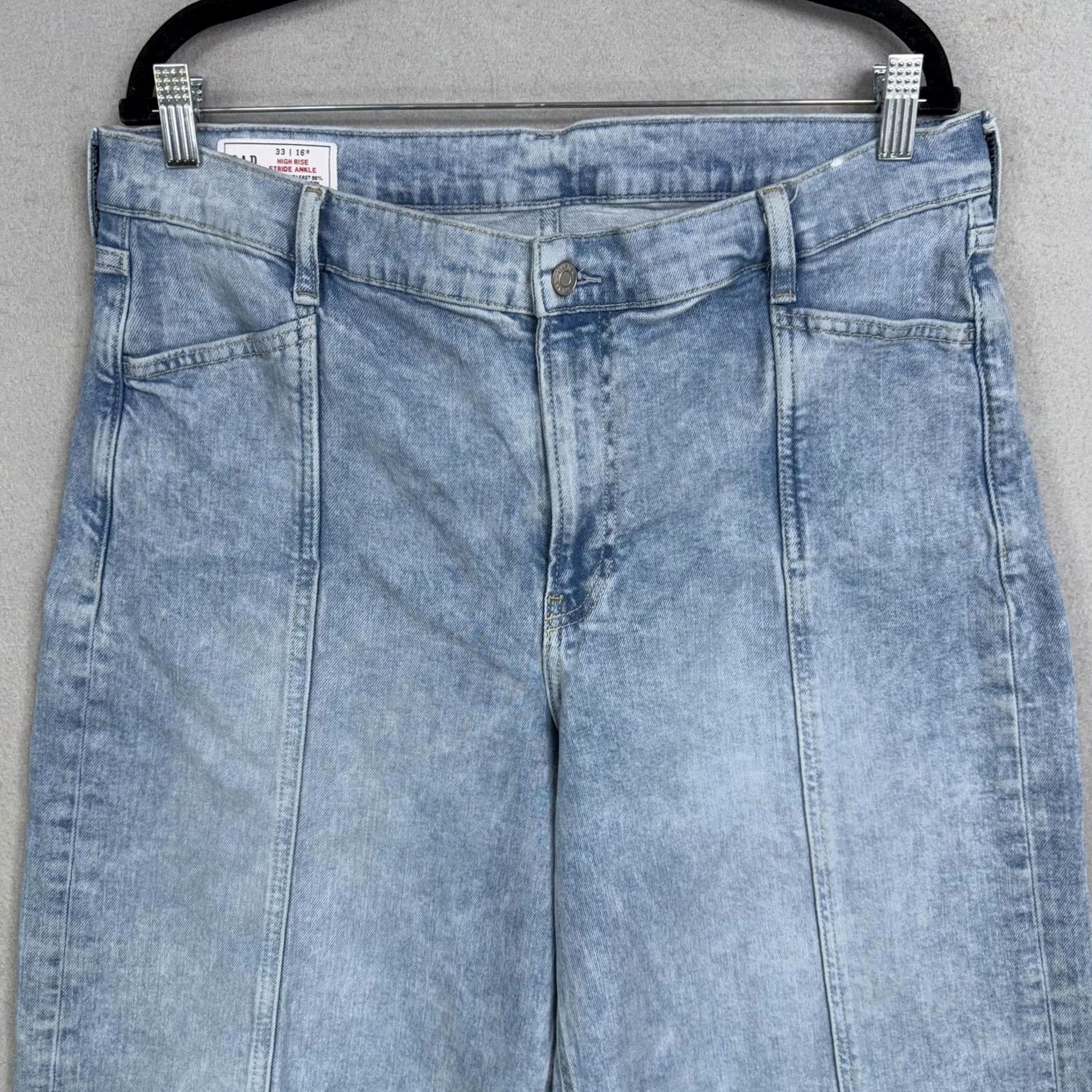 Gap VINTAGE GAP Jeans Womens 16 High Rise Stride Ankle Blue Wide Leg Crop Light Wash Denim Size 38" / US 16 / IT 52 - 2 Thumbnail