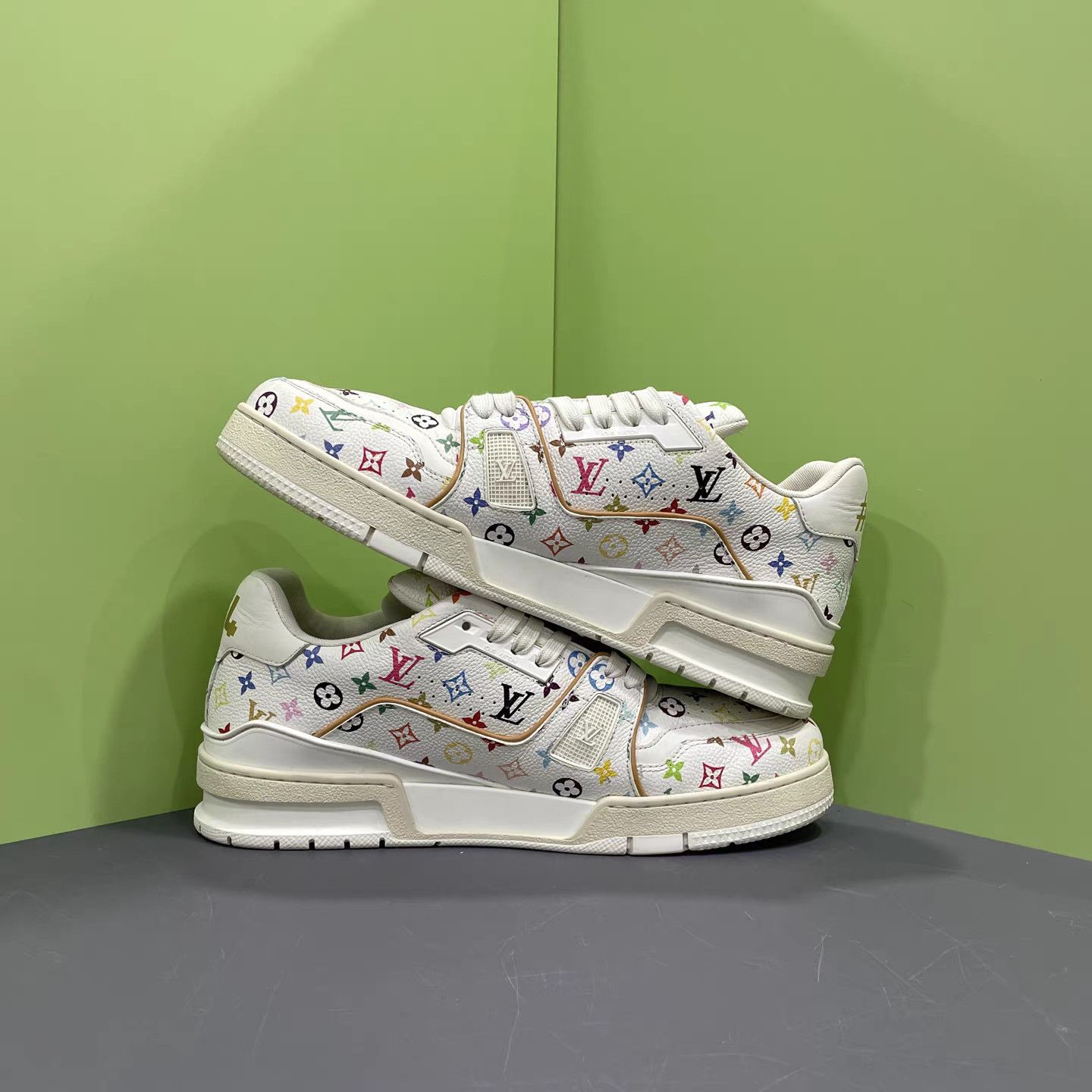 Louis Vuitton LV Trainer × Takashi Murakami White Multicolor K15 Size US 8 / EU 41 - 5 Thumbnail