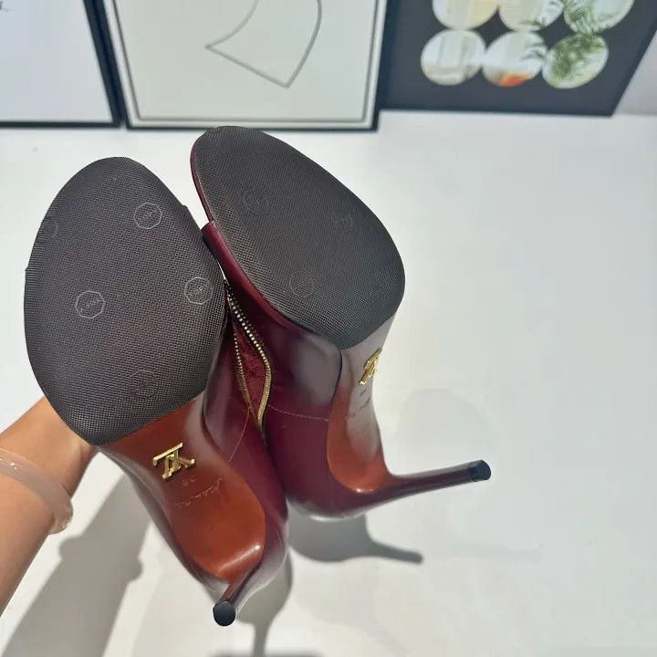 Louis Vuitton Louis Vuitton Burgundy Peep-Toe High Heels -2508 Size US 7 / IT 37 - 8 Thumbnail