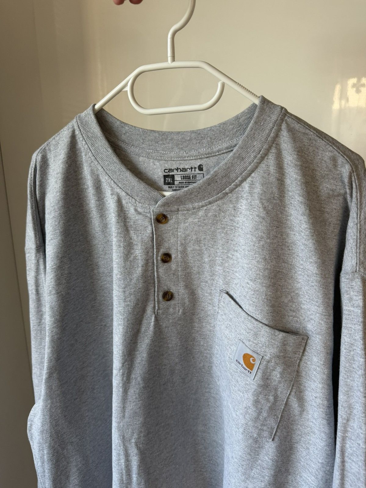 Carhartt ‼️Carhartt Box Logo Basic Oversize Long Sleeve Tee dril‼️ Size US XXL / EU 58 / 5 - 5 Thumbnail