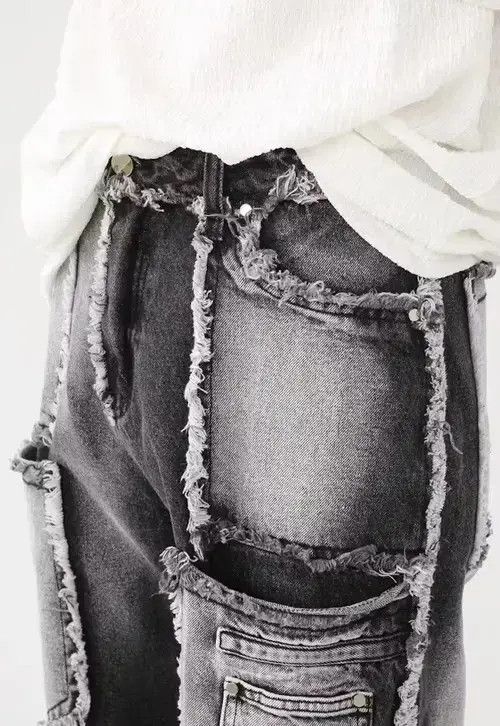 Jean High Street Distressed Tassel Washed Distressed Jeans Size US 32 / EU 48 - 3 Thumbnail