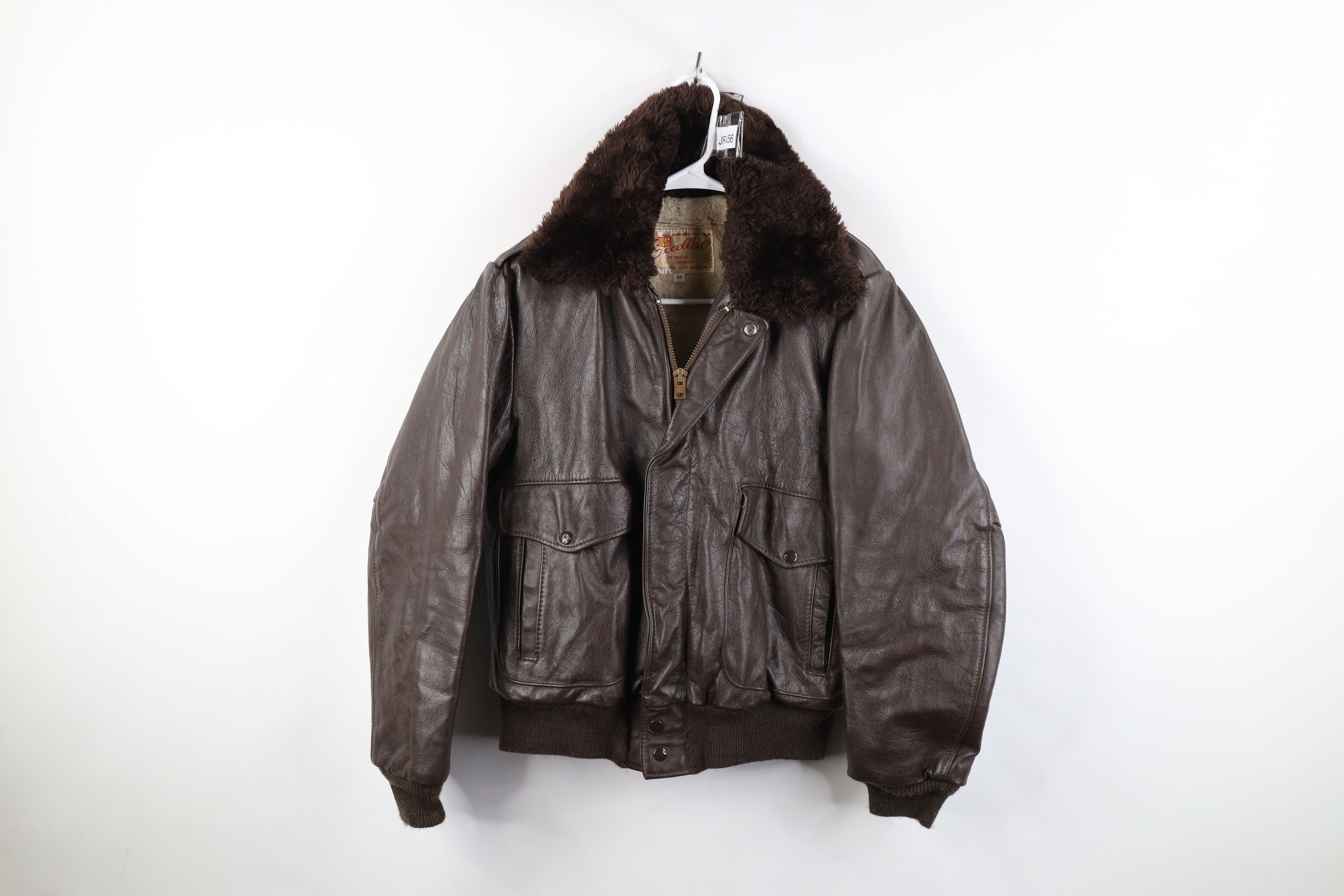 Vintage Vintage 60s Excelled Leather Flight Bomber Jacket Brown USA Size US XL / EU 56 / 4 - 1 Thumbnail