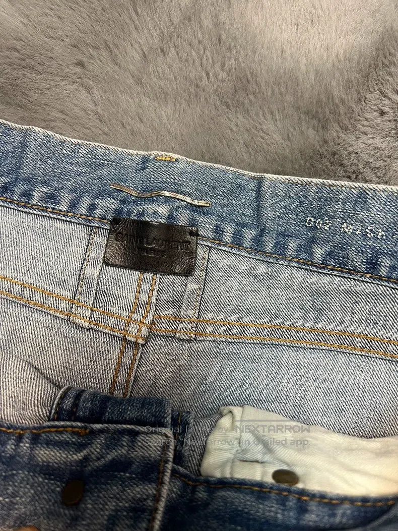Saint Laurent Paris Saint Laurent Paris Light Blue Patched Faded Destroyed Jea Size US 30 / EU 46 - 3 Thumbnail