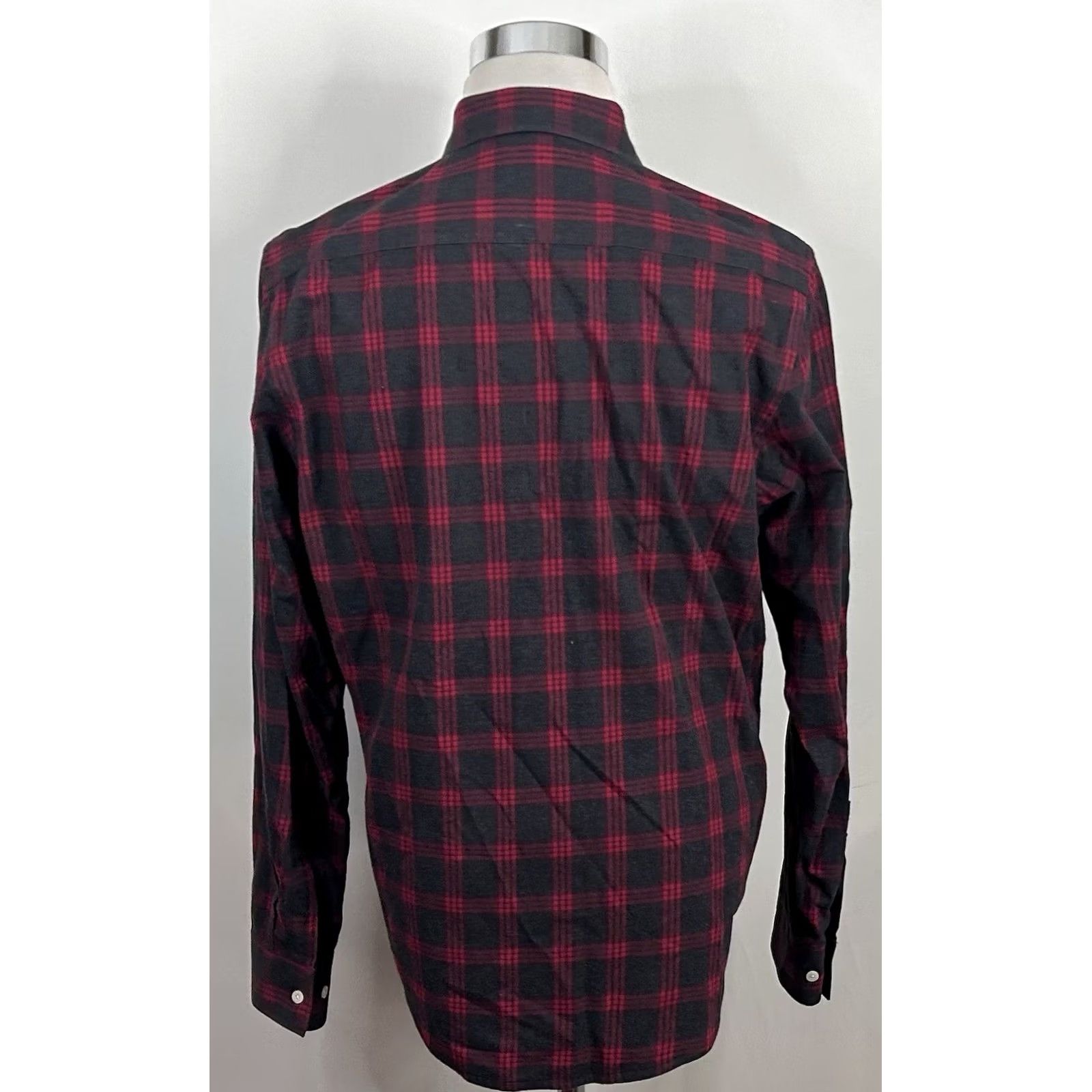 Vintage 7 Diamonds Large Casual Shirt Button-Front 100% Cotton Red Plaid Dark Gray Men's Long Sleeve Front-Button Shirt Size US L / EU 52-54 / 3 - 5 Thumbnail