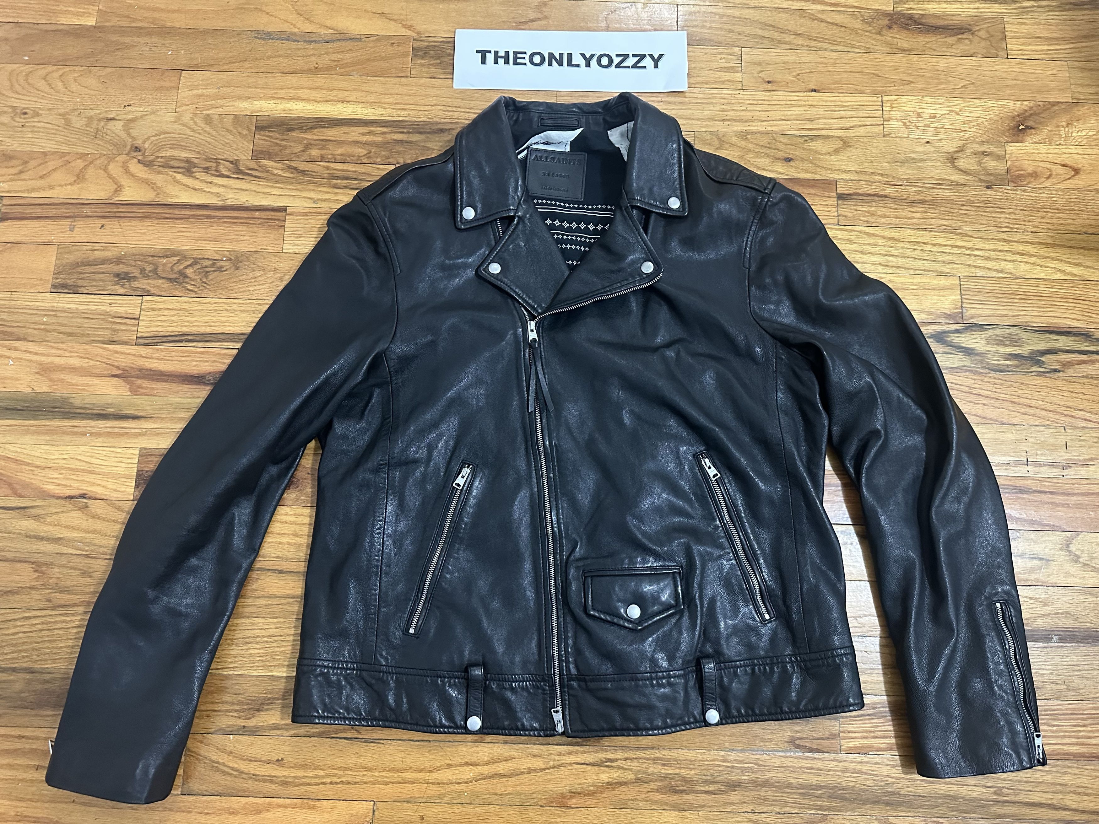 All Saints Black Leather Motorcycle Jacket sz XXL