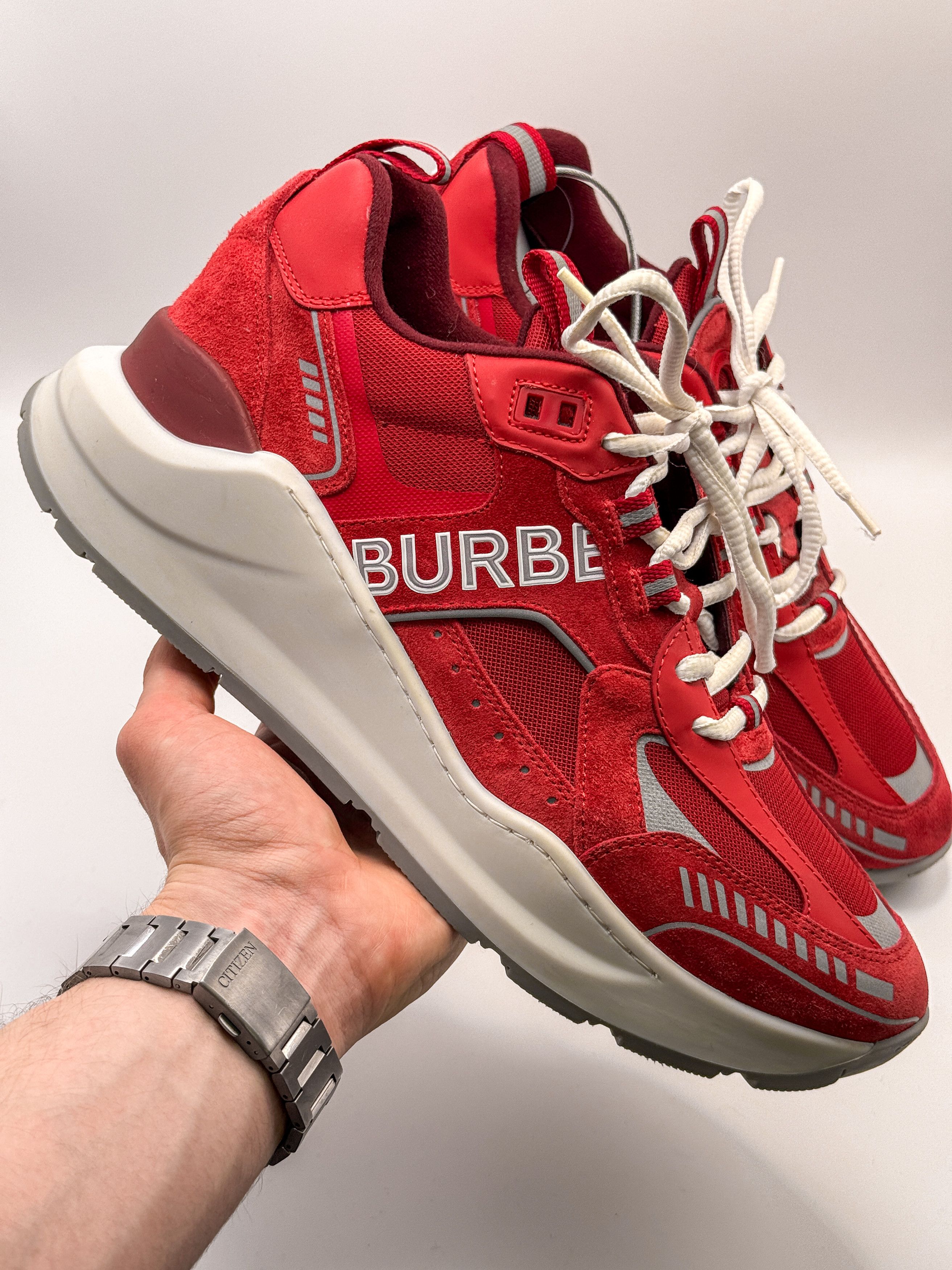Burberry Burberry Logo Print Suede & Leather Chilli Red 2022 Size US 9 / EU 42 - 2 Thumbnail