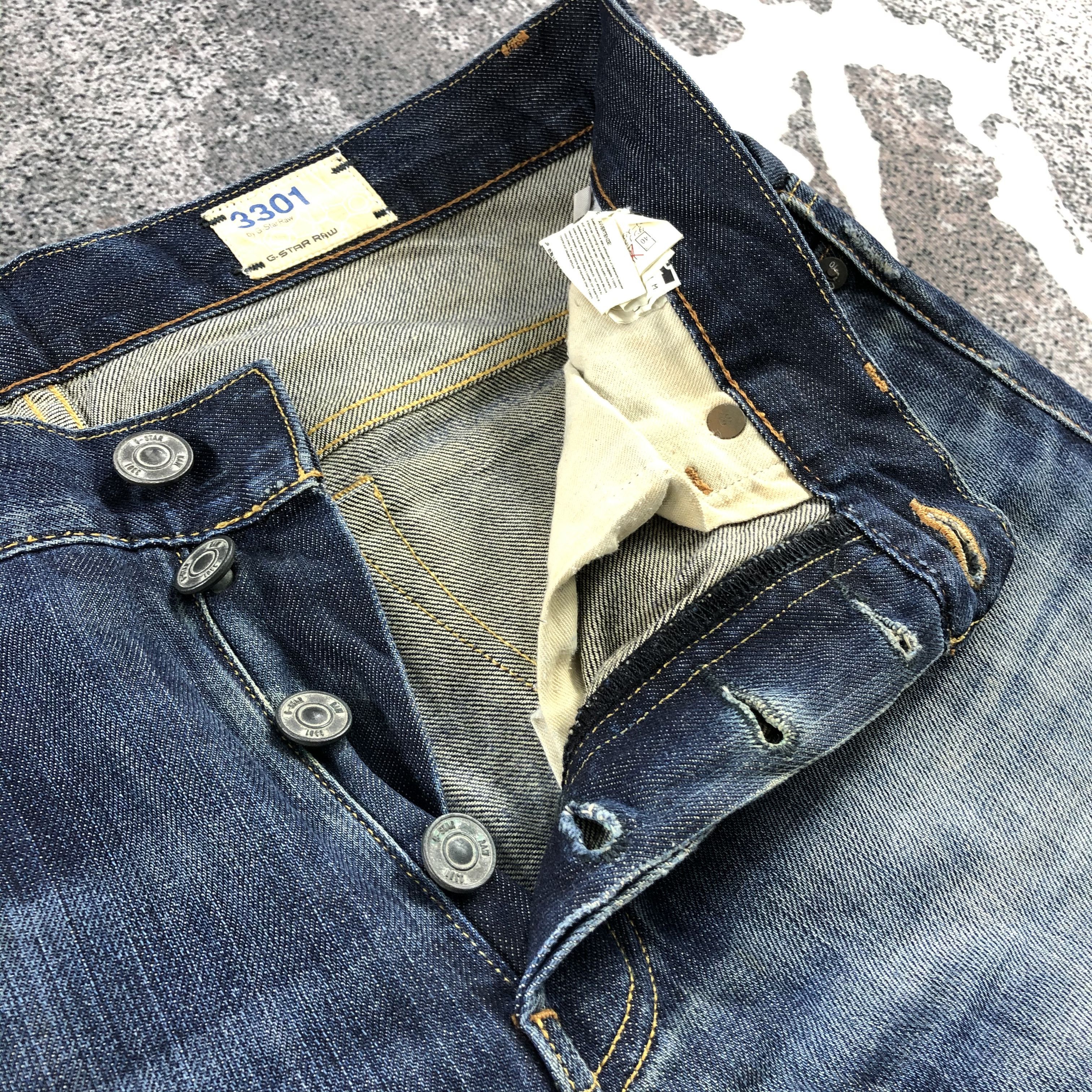 G-Star G Star Raw 3301 Jeans Faded Blue Denim KJ729 Size US 34 / EU 50 - 12 Thumbnail