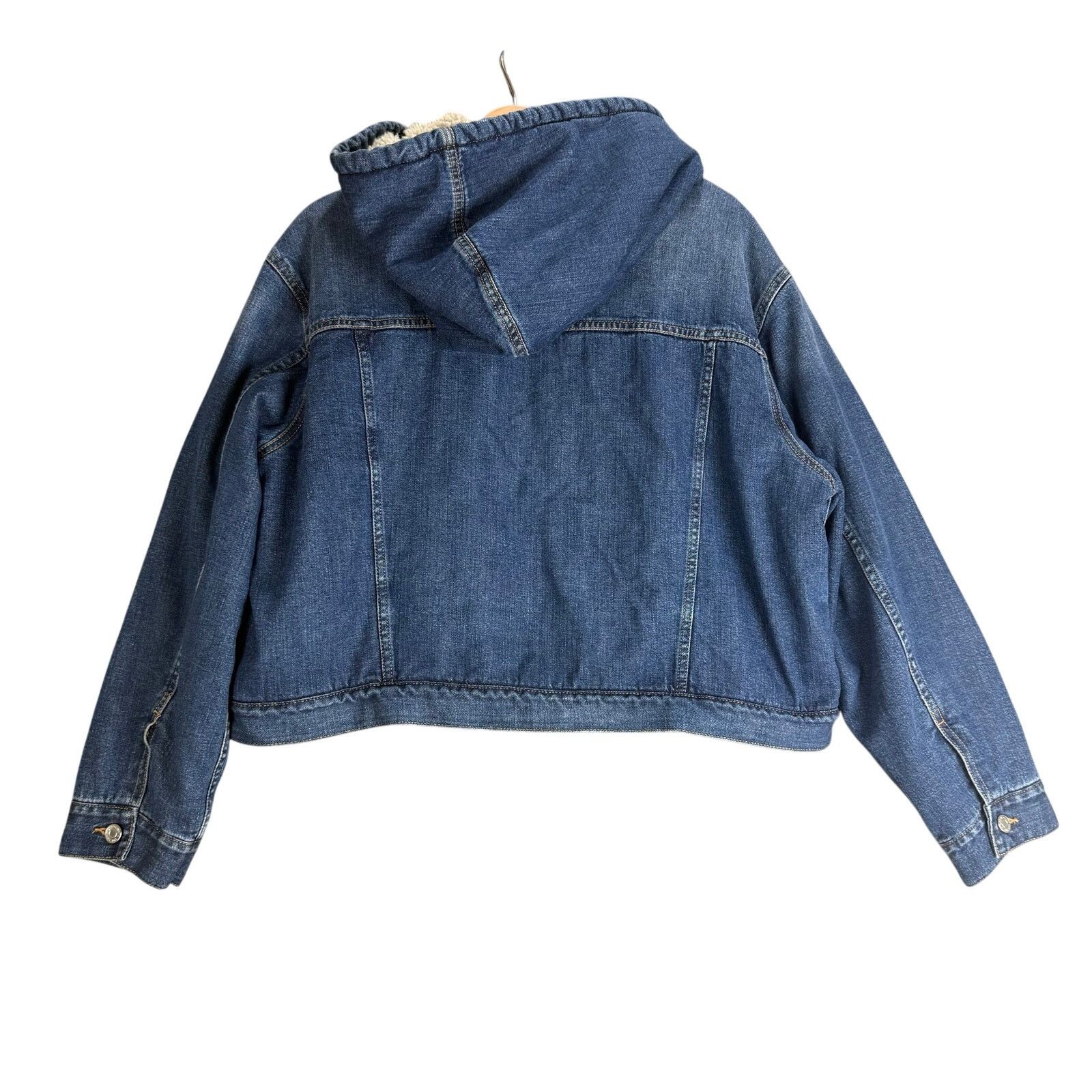 Gap Gap Crop Hooded Sherpa Denim Trucker Jacket Coat Women L Size L / US 10 / IT 46 - 3 Thumbnail