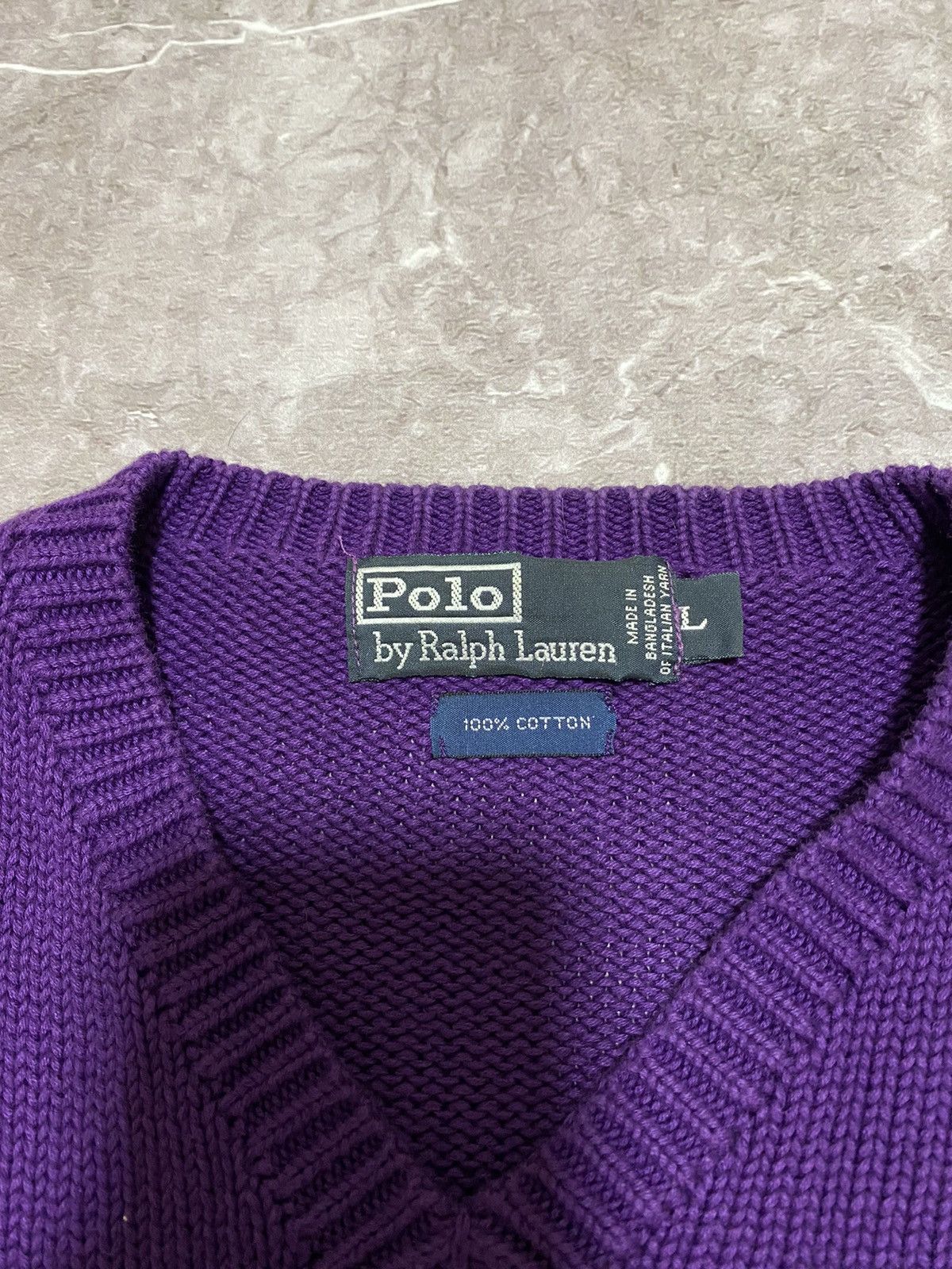 Polo Ralph Lauren × Ralph Lauren × Vintage Vintage Y2K Polo Ralph Lauren Purple V-Neck Sweatshirt 90s Size US L / EU 52-54 / 3 - 7 Thumbnail