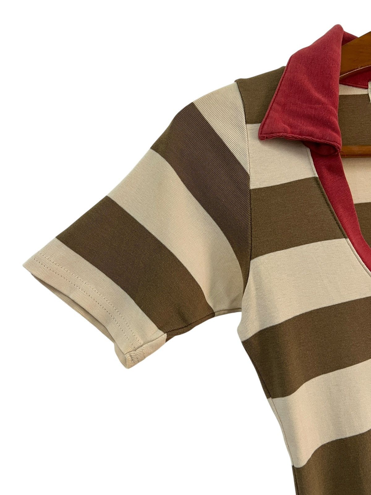 Hysteric Glamour 1990s HG ‘I ❤️ Hysteric” Stripes Wide Neck Polo Shirt Size XS / US 0-2 / IT 36-38 - 6 Thumbnail
