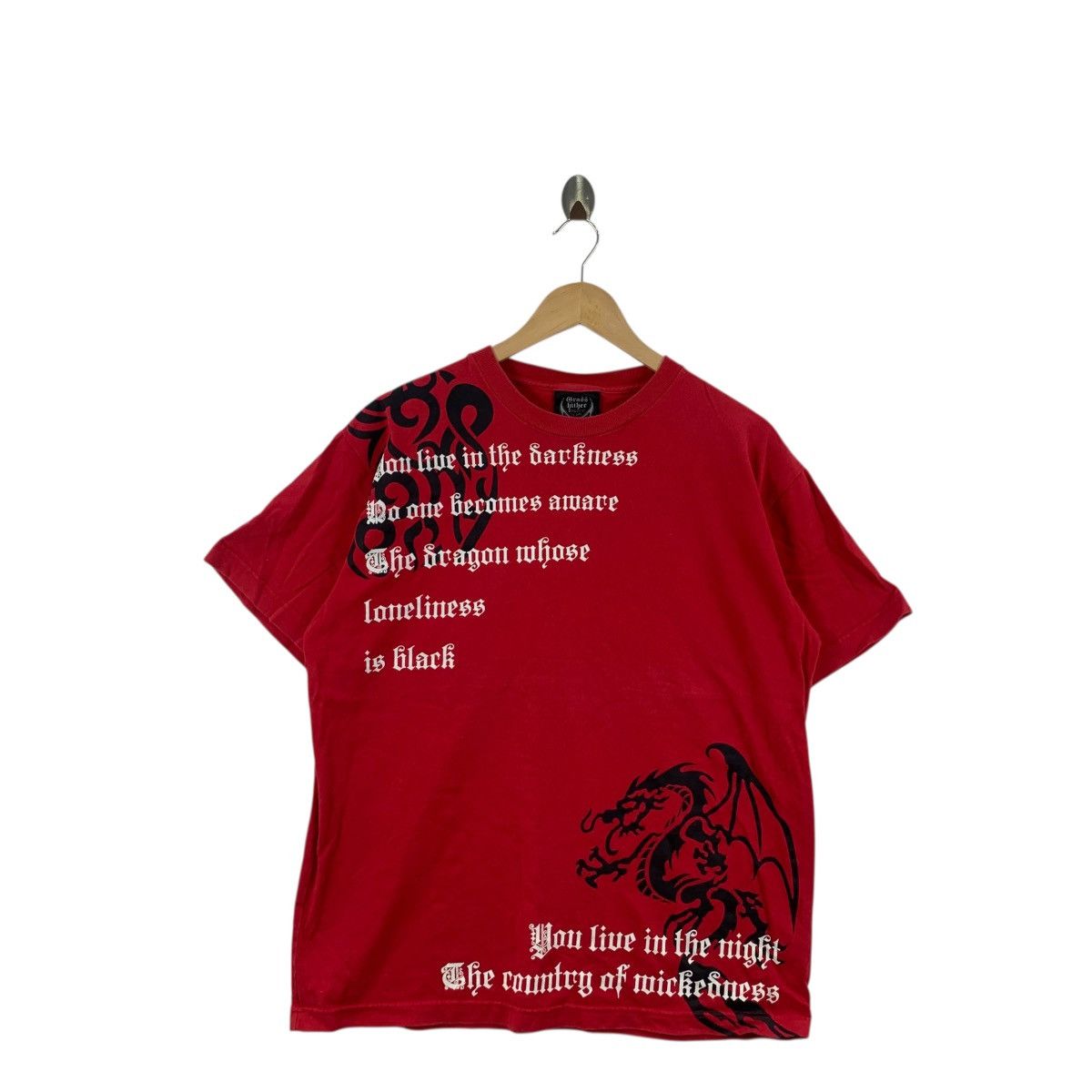 Vintage Vintage GRASS HITHER JAPAN Dragon Loneliness Tee Shirt Top Size L / US 10 / IT 46 - 4 Thumbnail
