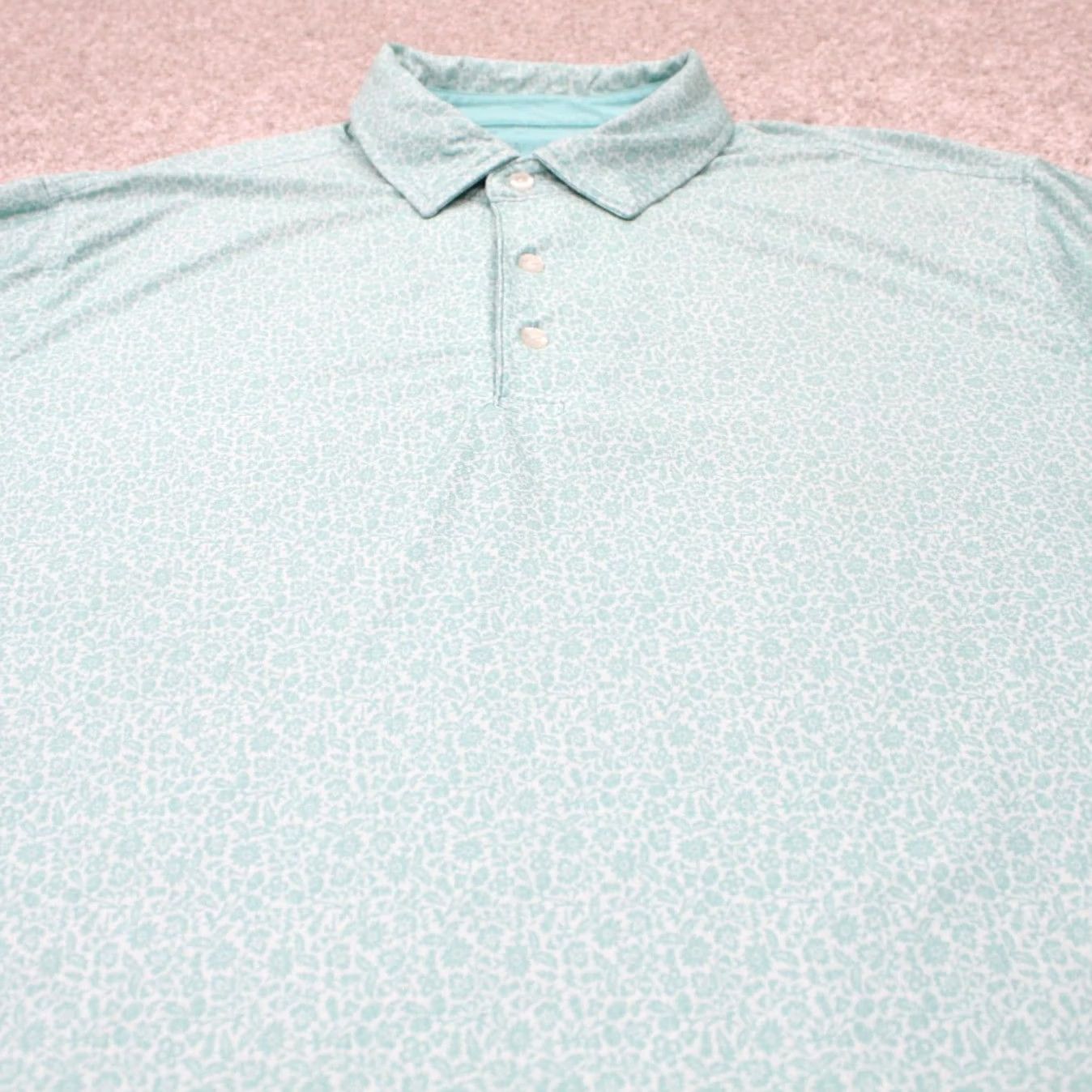 Vintage Hickey Freeman Polo Shirt Mens L Green Floral Print Short Sleeve Pullover Shirt Polo Floral Mens Large Green Size US L / EU 52-54 / 3 - 4 Thumbnail