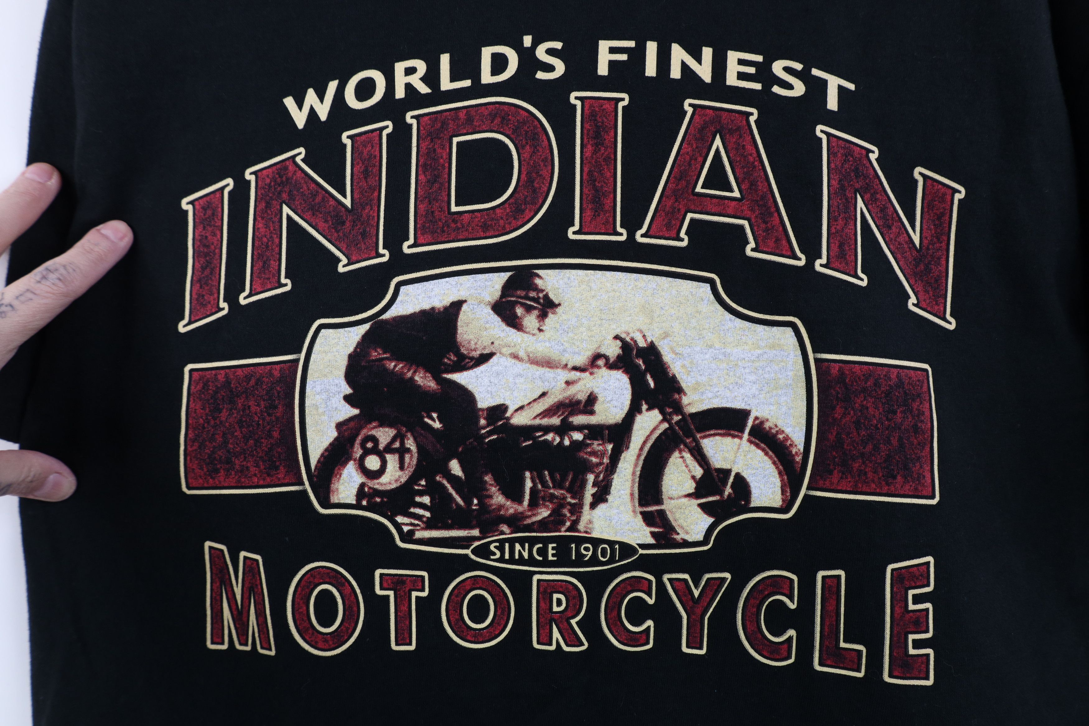 Vintage Vintage 90s Y2K Indian Motorcycle Spell Out T-Shirt Black Size US M / EU 48-50 / 2 - 4 Thumbnail