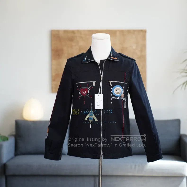 Valentino Valentino Black heavy work hand-beaded zip jacket jacket Size US S / EU 44-46 / 1 - 1 Thumbnail