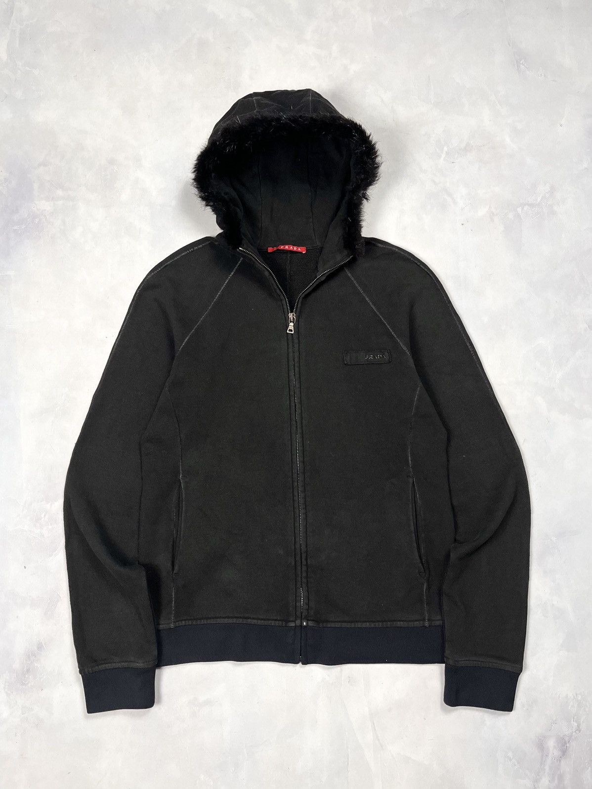 FW 2007 Prada Nutria Zip Up Hoodie Fur