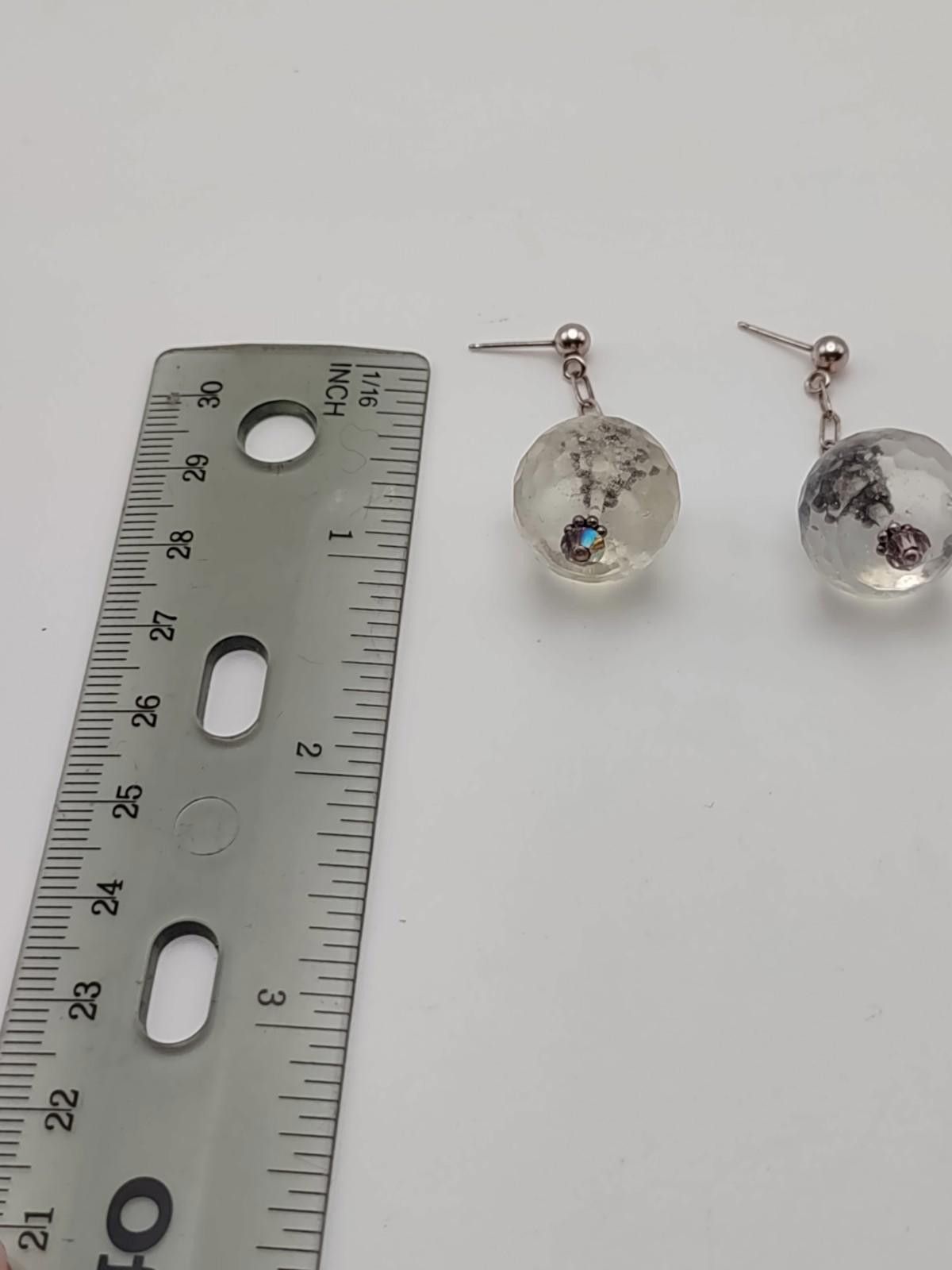 The Unbranded Brand VTG Sterling Silver Faceted Glass Orb Dangle Earrings Purple Size ONE SIZE - 5 Thumbnail