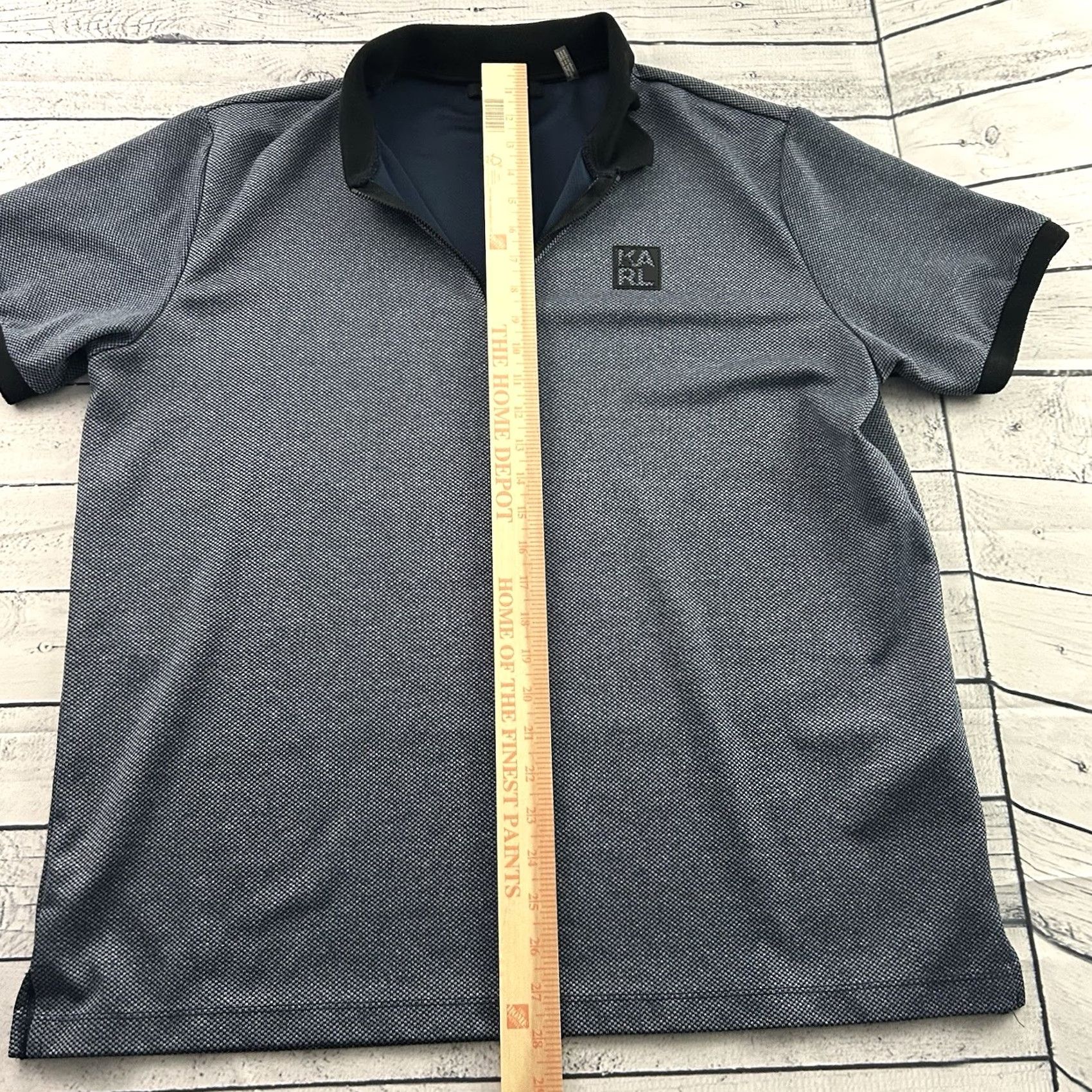 Karl Lagerfeld Karl Lagerfeld 1/4 Zip Short Sleeve Polo Shirt Men's XL Blue Black Size US XL / EU 56 / 4 - 4 Thumbnail