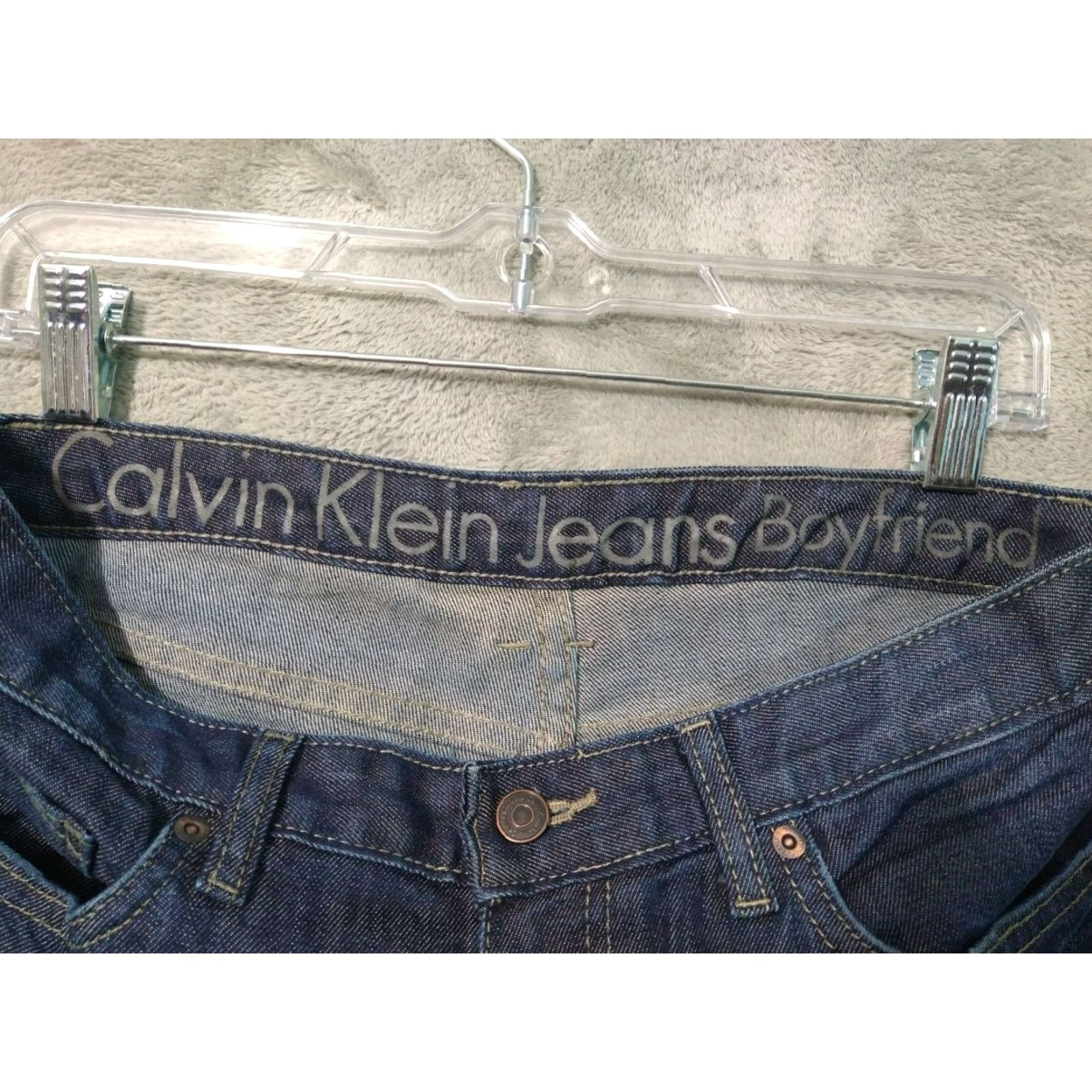 Calvin Klein Calvin Klein Jeans Womens 4 Blue Denim Boyfriend Dark Wash Stretch Distressed Jeans Size 27" / US 4 / IT 40 - 7 Thumbnail