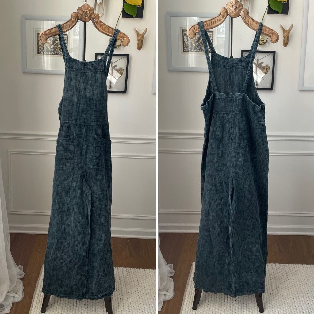 Anthropologie Anthropologie Gauzy Overalls Wide Leg Mineral Wash Black M Size 29" - 2 Thumbnail