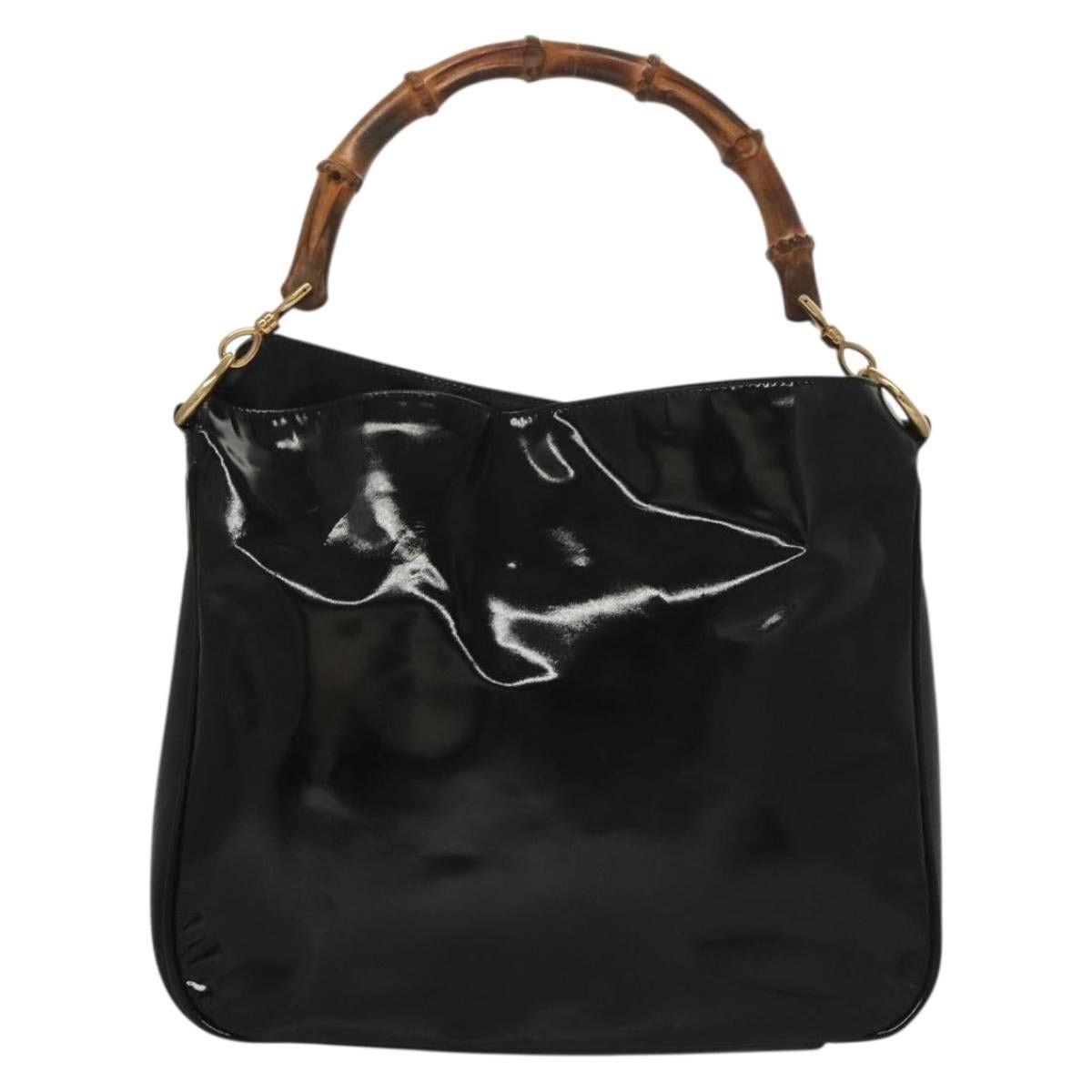 Gucci GUCCI Bamboo Handbag Enamel Black Gold 001 1705 001 1705 Size ONE SIZE - 2 Thumbnail