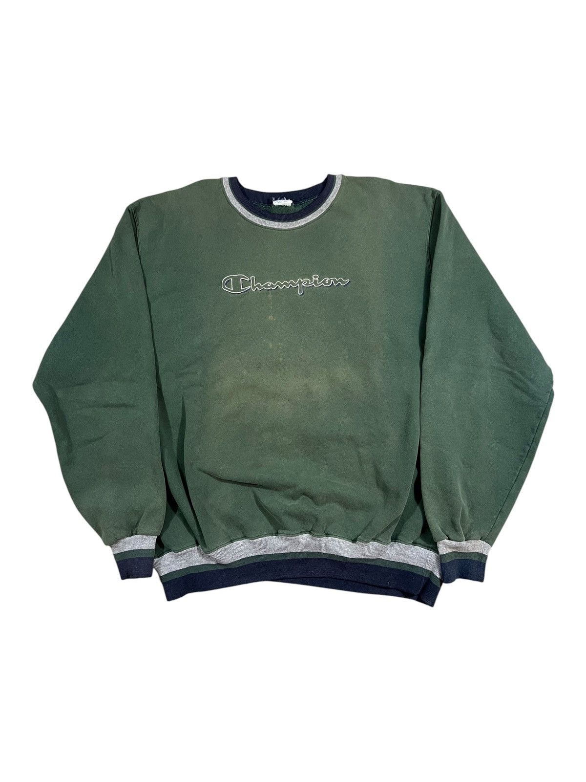 Champion Vintage 90s Champion Logo Crewneck Sweatshirt Faded Green Size US XL / EU 56 / 4 - 1 Thumbnail