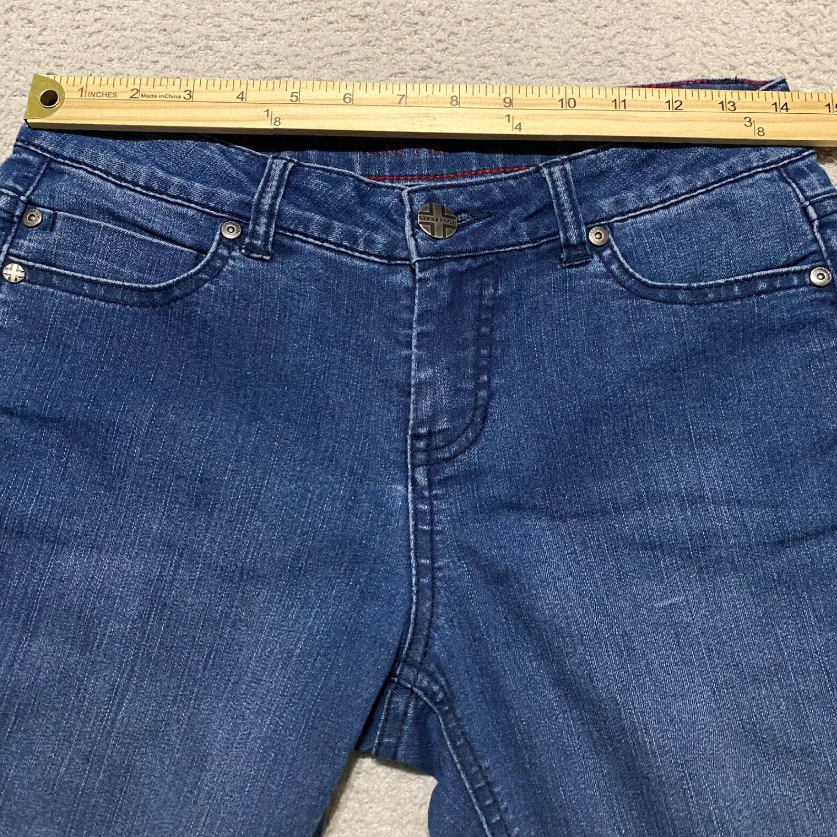 Denime Liverpool Womens Jeans Abby Skinny Blue Denim Dark Wash Ankle Raw Hem Mid Rise 6 Size 28" / US 6 / IT 42 - 5 Thumbnail