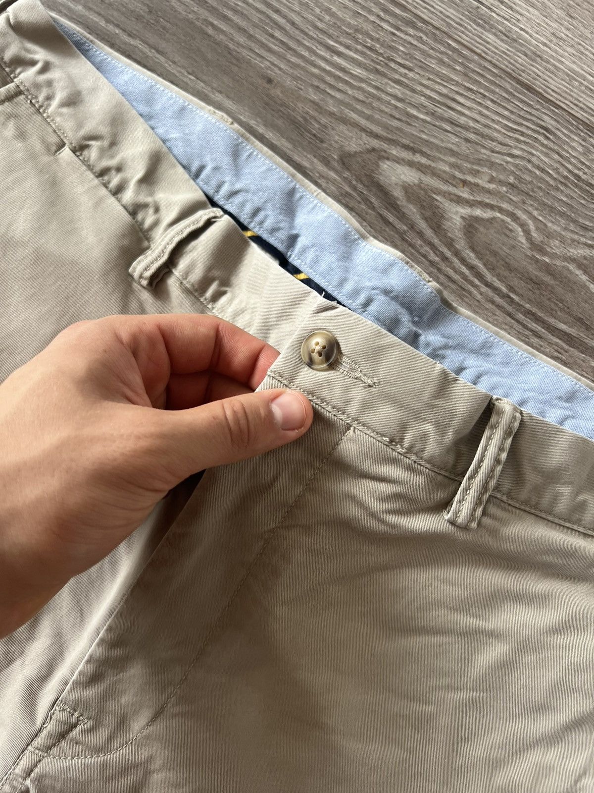 Polo Ralph Lauren × Ralph Lauren Polo Ralph Lauren Stretch Slim Fit Twill Beige Logo Shorts Size US 38 / EU 54 - 15 Thumbnail