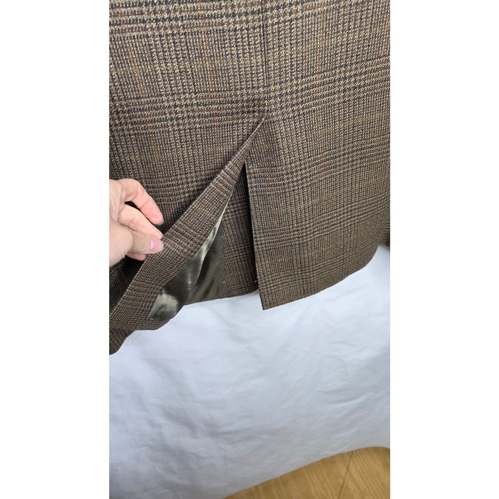 Jos. A. Bank Jos A Bank Glen Check Brown Plaid Men's Lambswool Blazer 46R Size 46R - 10 Thumbnail