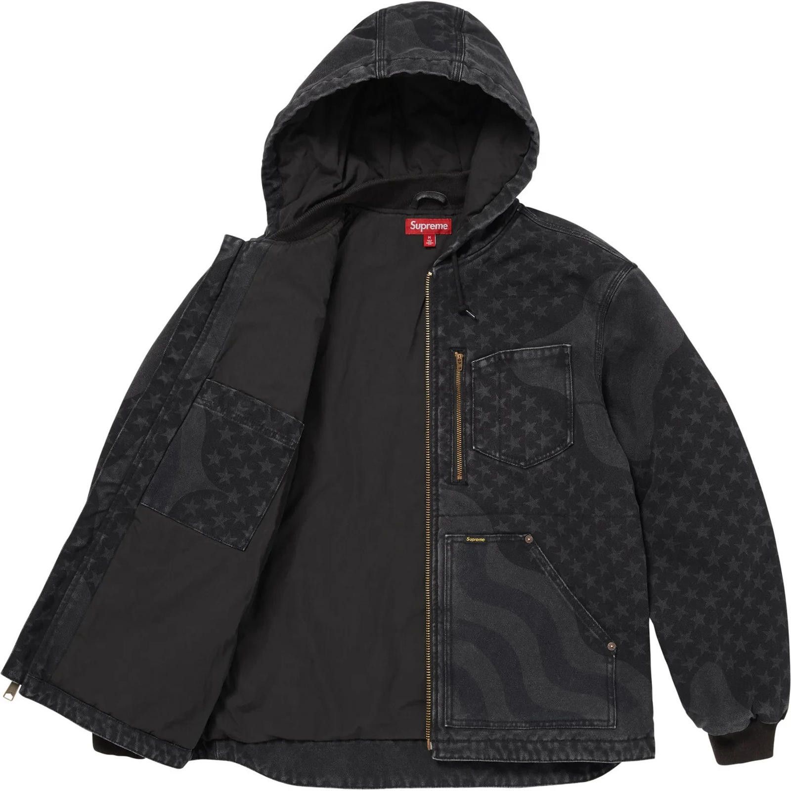 Supreme SS26 Supreme Flag Quilted Hooded Work Jacket Black L Large Size US L / EU 52-54 / 3 - 3 Thumbnail