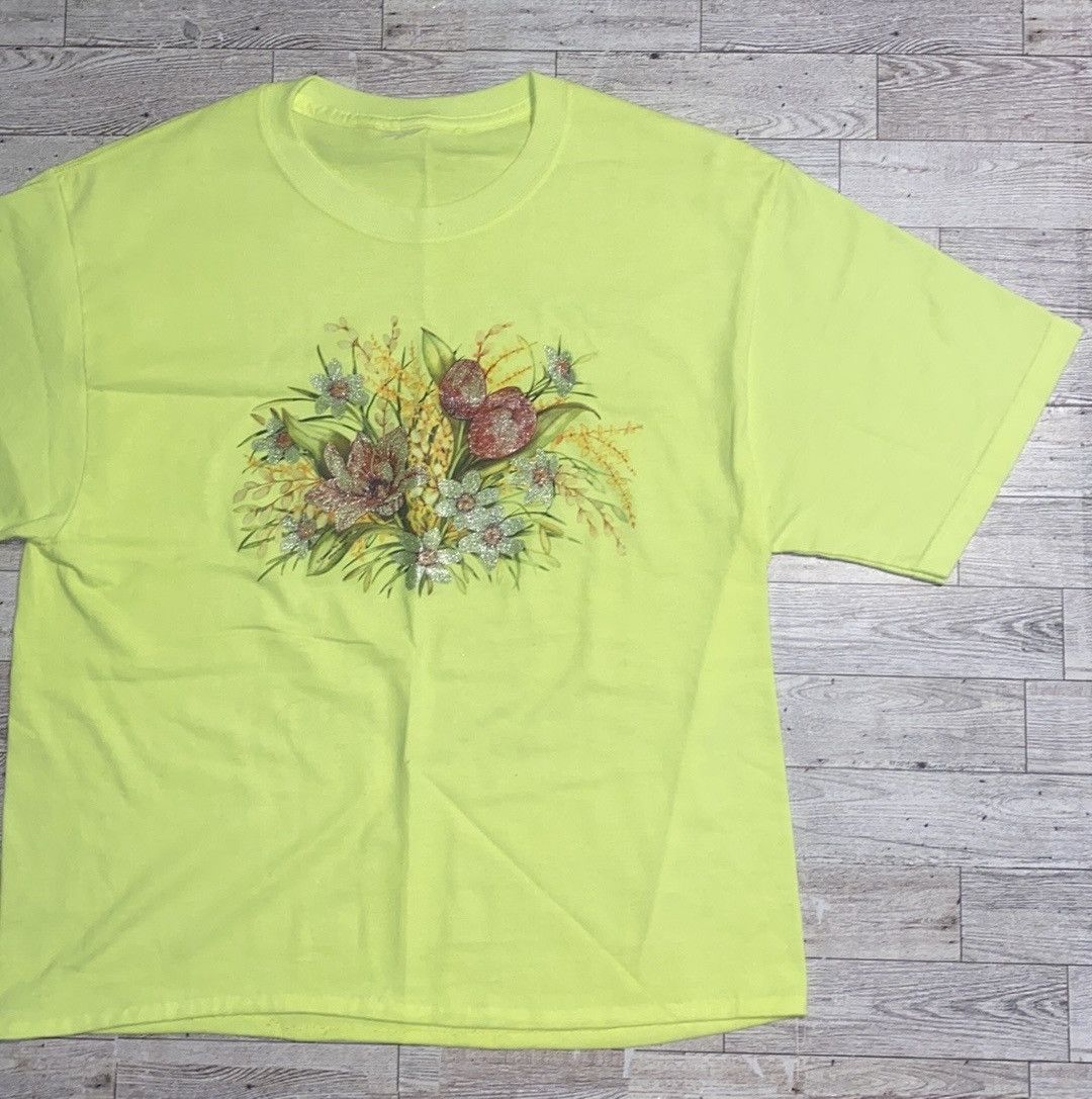 Vintage Vintage, Neon, Sparkle Wild Flower Print, Semi Cropped Tee Size S / US 4 / IT 40 - 5 Thumbnail