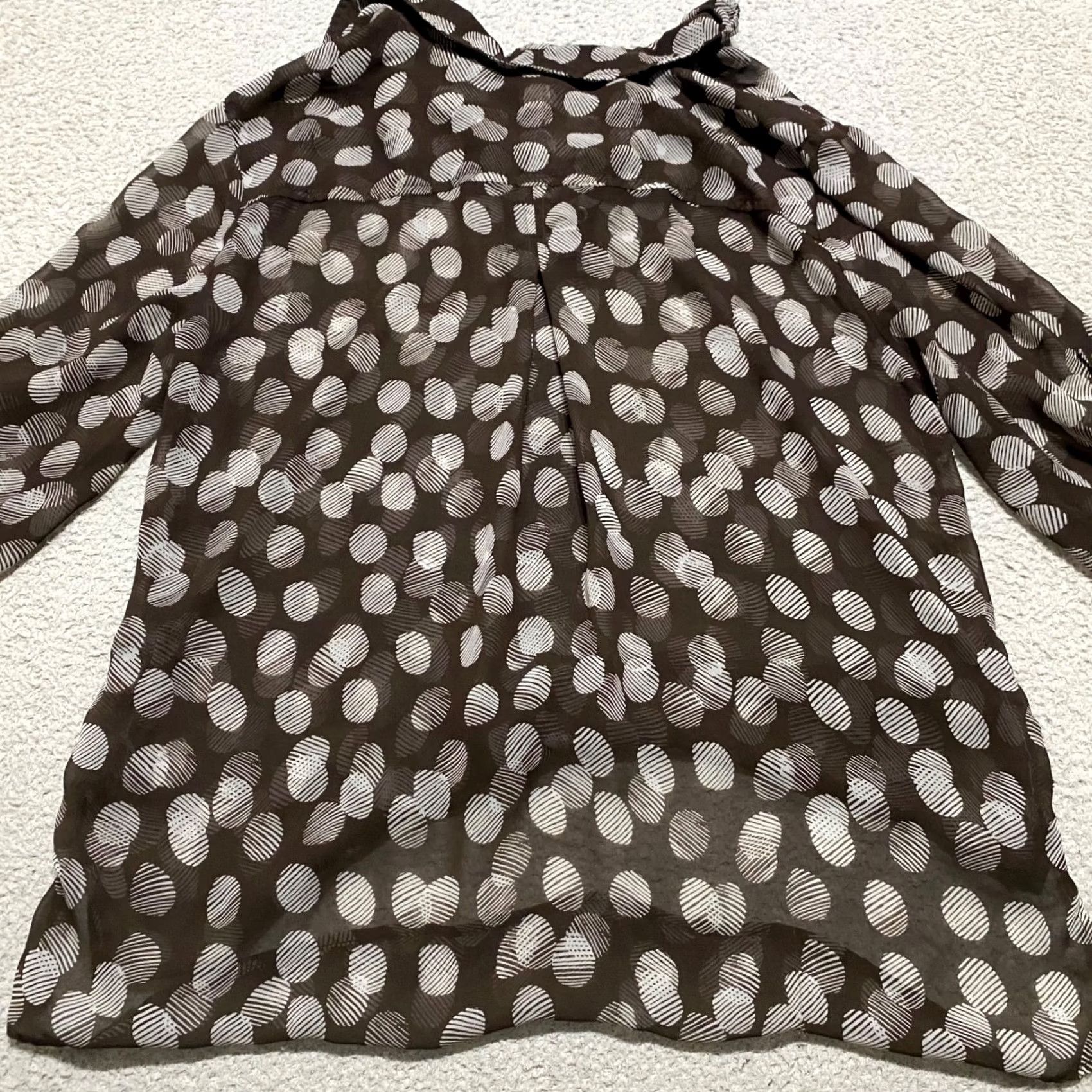 Vintage Chico's Womens XL Shirt Black Geometric 3/4 Sleeve Sheer Pullover Roll Tab Size XL / US 12-14 / IT 48-50 - 2 Thumbnail