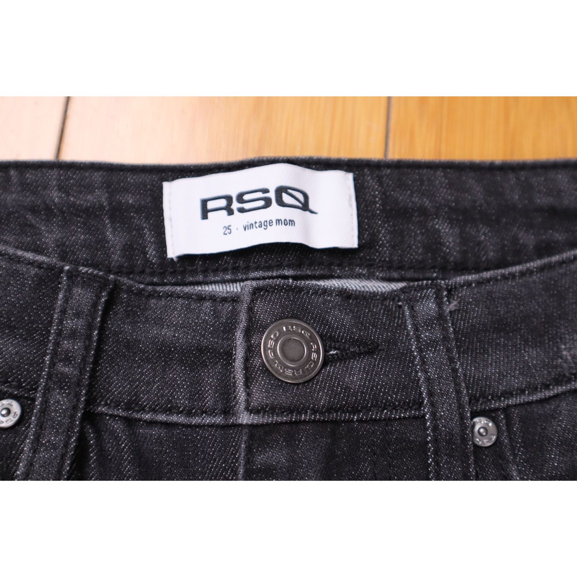 Rsq RSQ Vintage Mom Jeans - Size 25 - Distressed Black High Rise Size 25" / US 0 / IT 36 - 2 Thumbnail