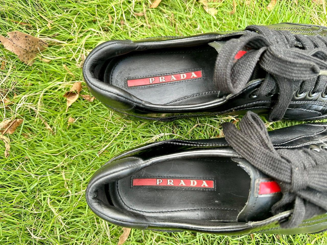 Prada Authentic Prada Lace-Up Nappa Shiny Nero Low Top Sneakers Size US 7 / EU 40 - 4 Thumbnail