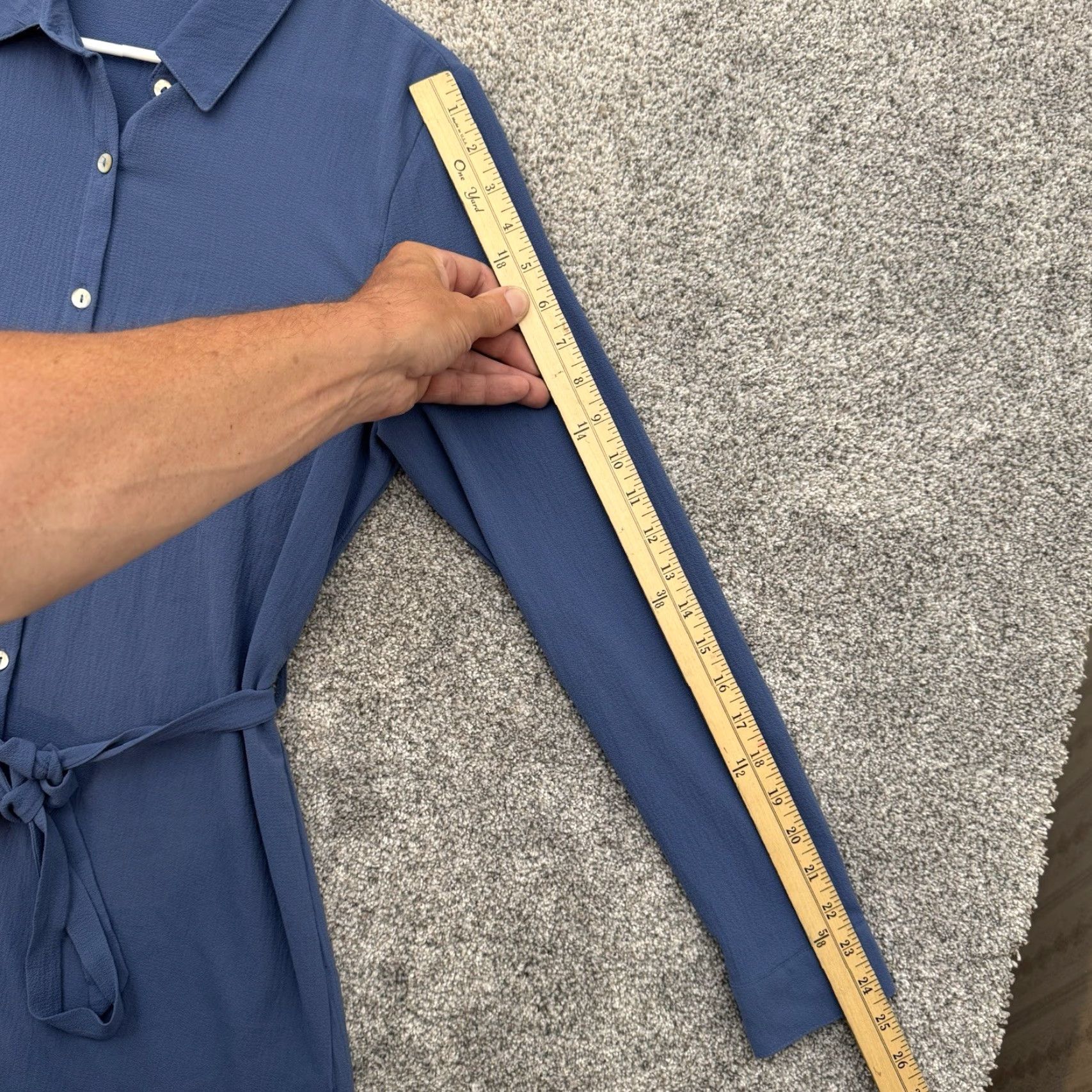 Forever 21 Forever 21 Shirt Dress Belted Mini S Crepe Blue Long Sleeve Office Chic Preppy Size S / US 4 / IT 40 - 4 Thumbnail