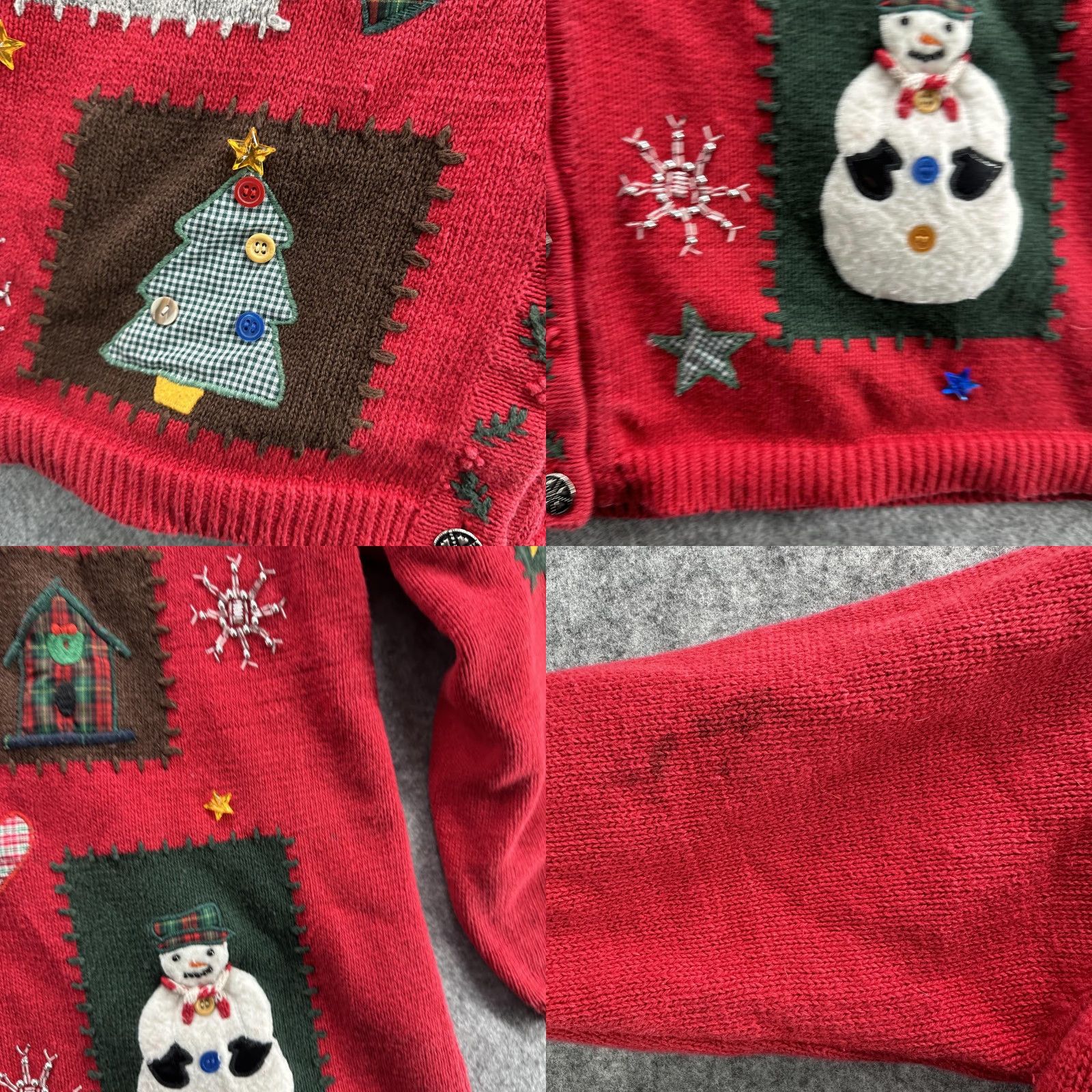 Vintage VINTAGE Christmas Ugly Sweater Cardigan Womens Large Red Size L / US 10 / IT 46 - 8 Thumbnail