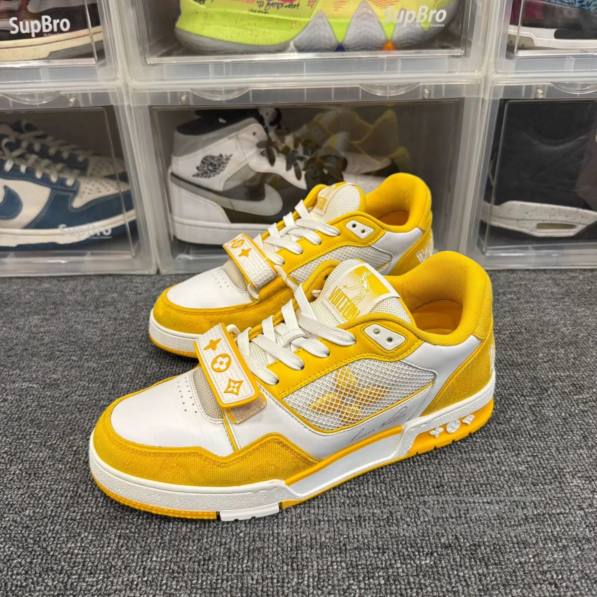 Louis Vuitton LV Trainer Velcro White Yellow Sneakers. Size US 8 / EU 41 - 1 Thumbnail