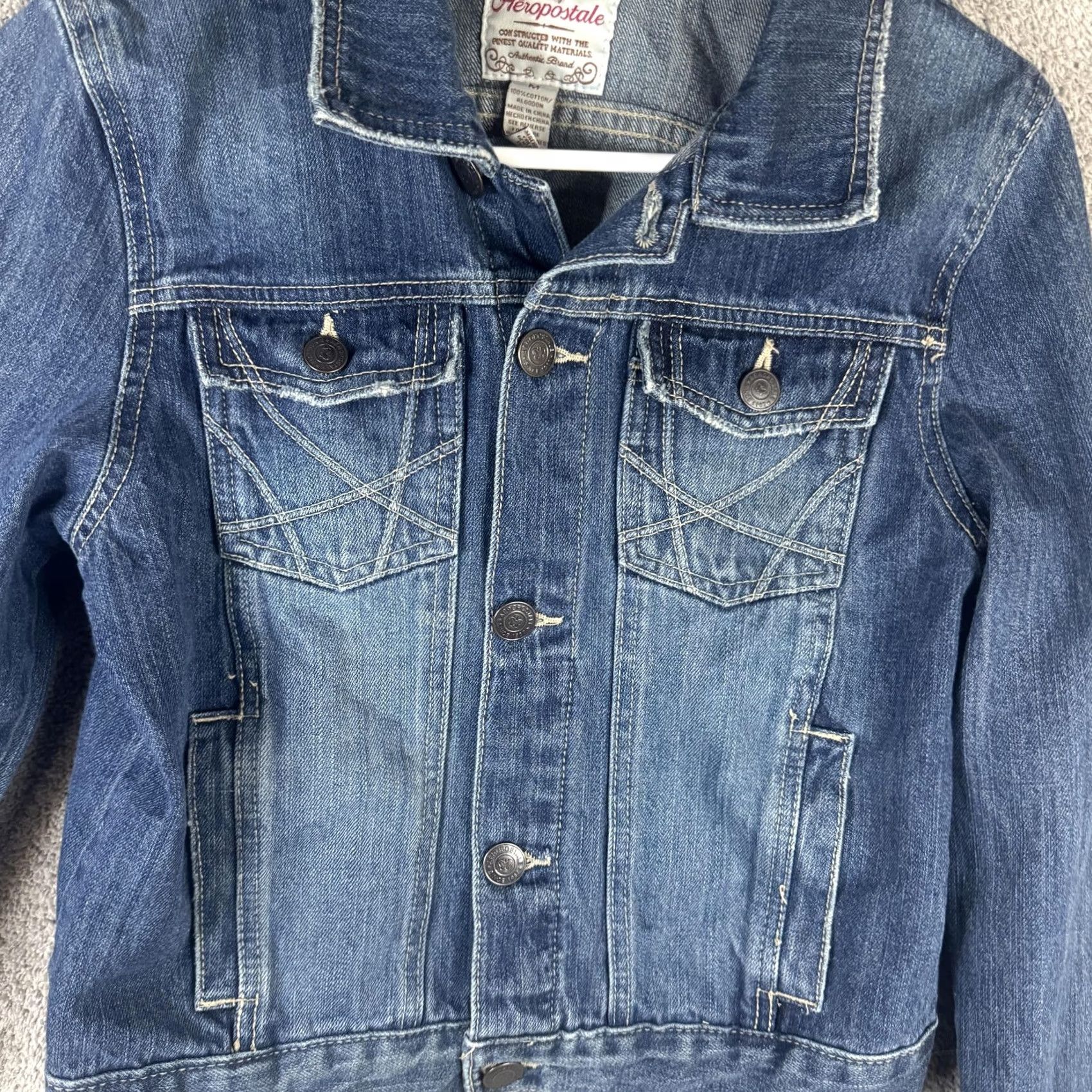 Aeropostale Aeropostale Denim Jacket Womens Medium Blue Button Front Pockets Jean Trucker Jeans Jacket Size 32" / US 10 / IT 46 - 6 Thumbnail