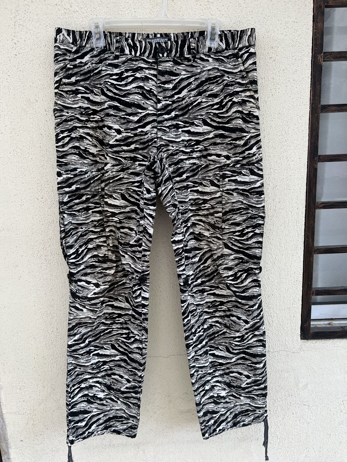 Vintage Melody Japan Drawstring Hem Striped Camo Cargo Trouser Size US 32 / EU 48 - 6 Thumbnail